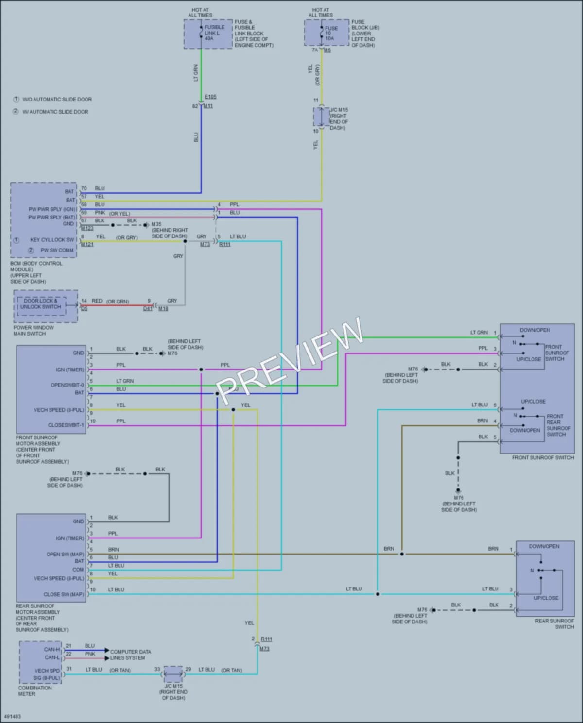 2017 Nissan Quest Power Top Sunroof wiring diagram preview