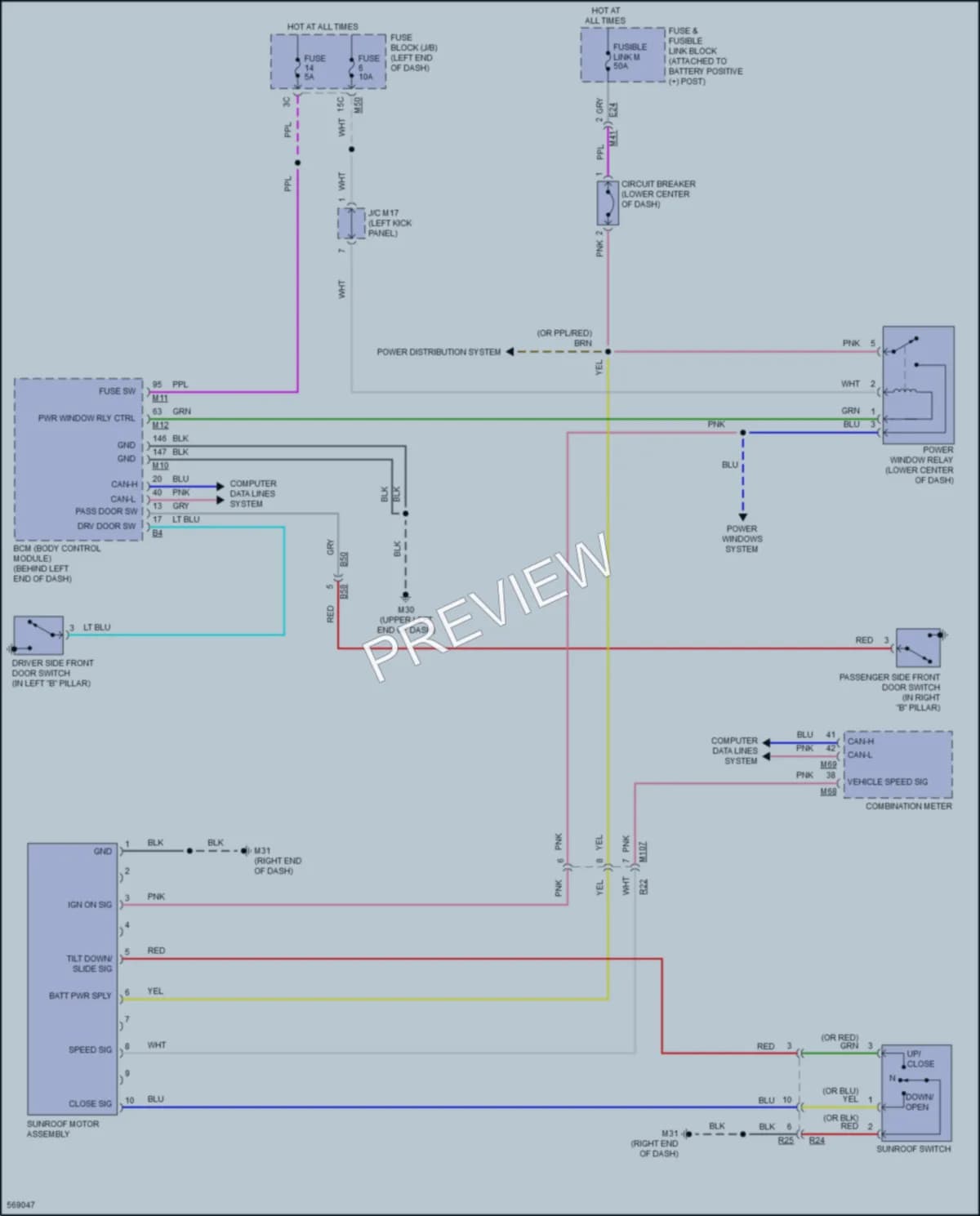2017 Nissan RogueSport Power Top Sunroof wiring diagram preview