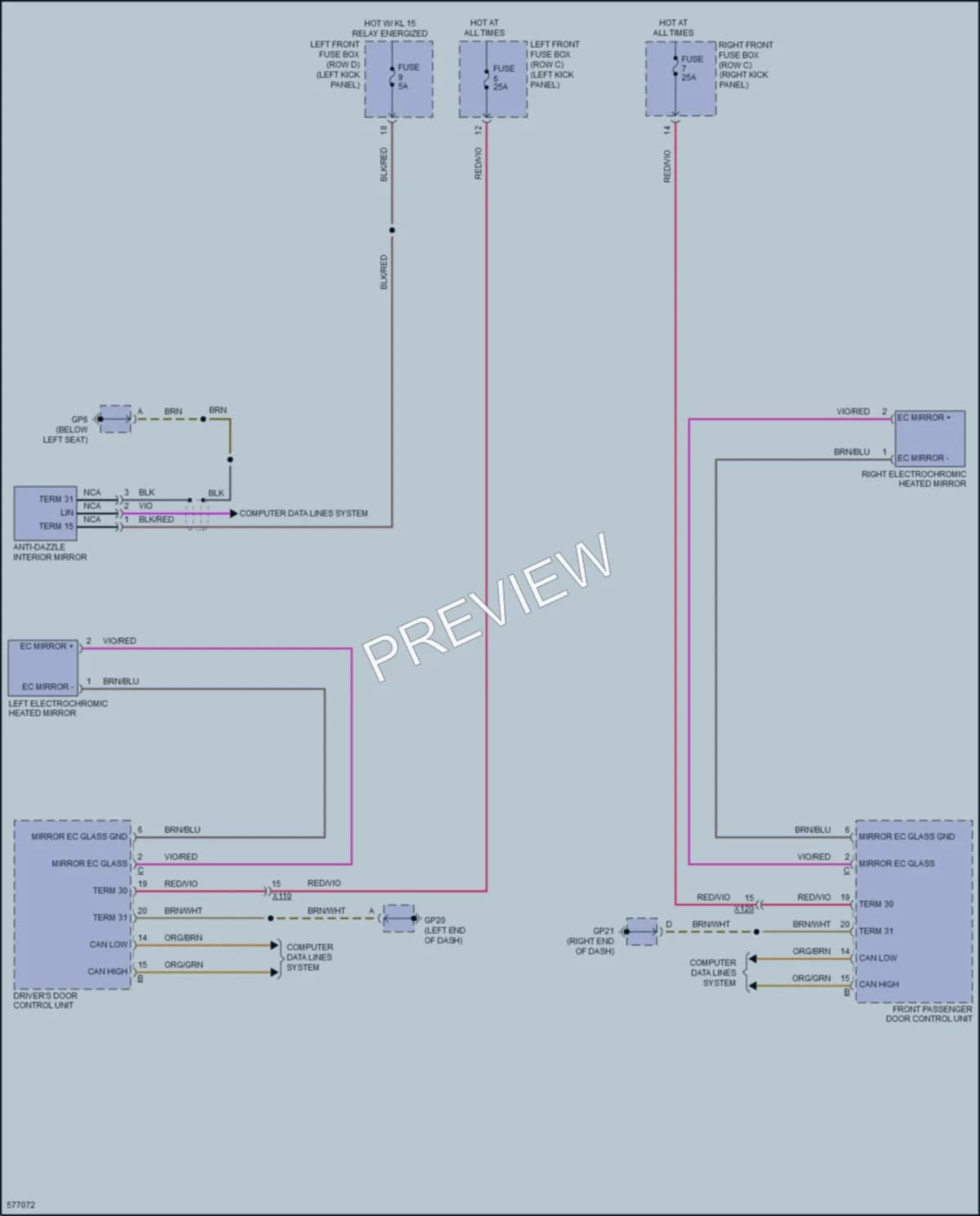2017 Porsche 718Boxster Power Mirrors wiring diagram preview