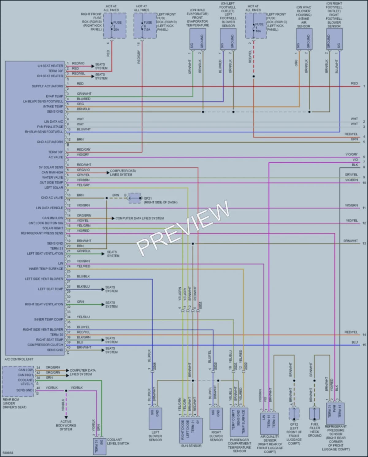 2017 Porsche 718Cayman Air Conditioning wiring diagram preview