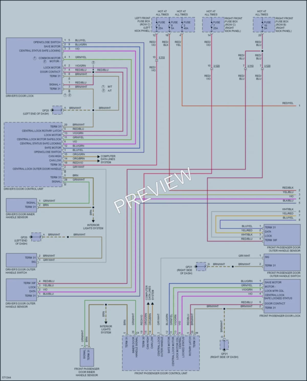 2017 Porsche 718Cayman Power Door Locks wiring diagram preview