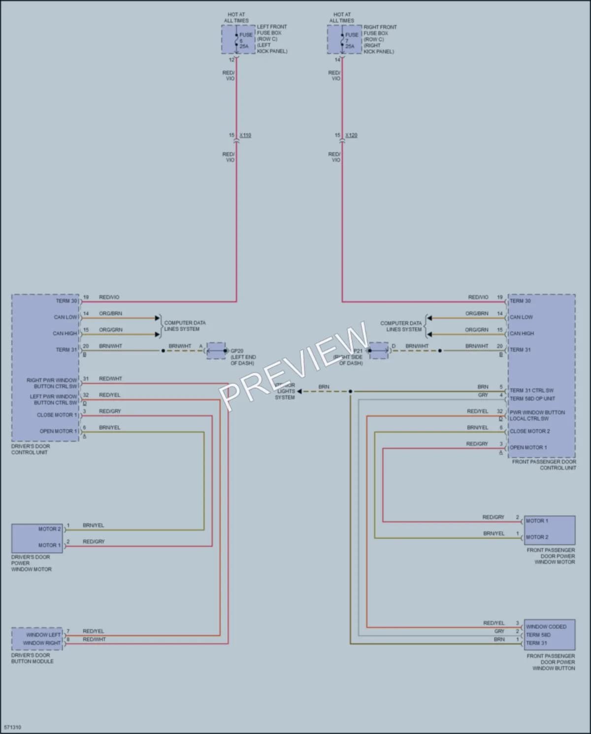 2017 Porsche 718Cayman Power Windows wiring diagram preview