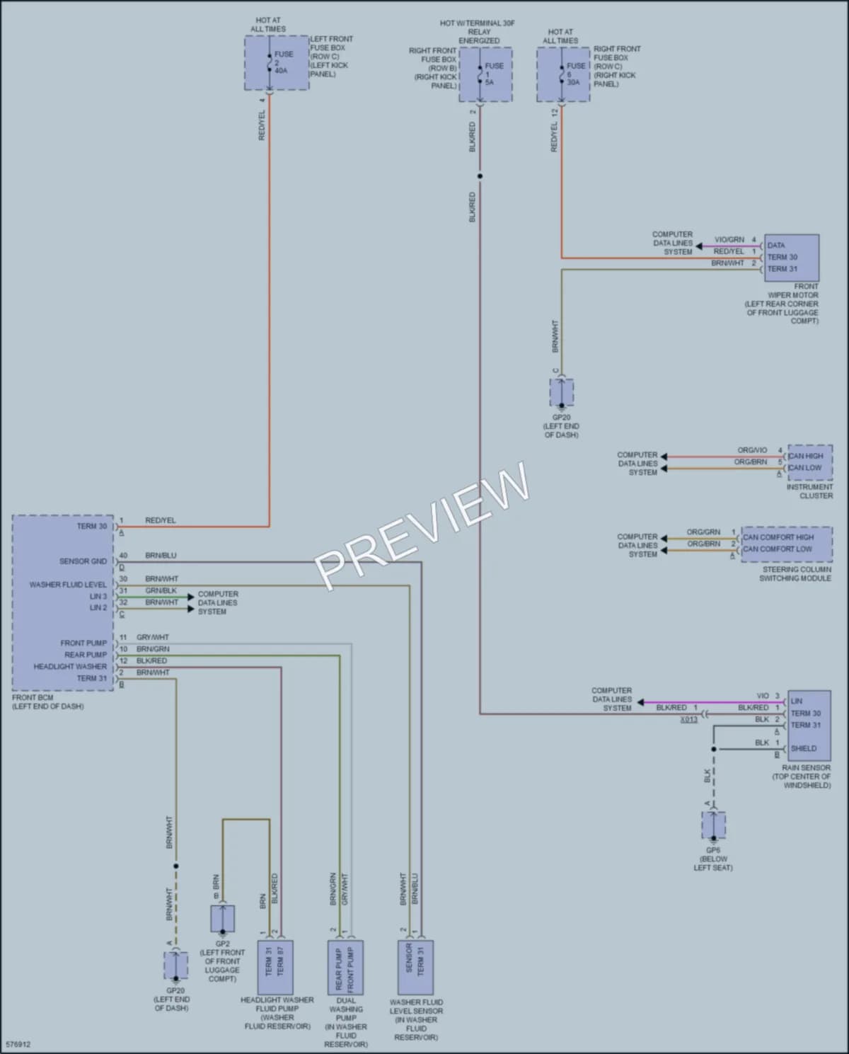 2017 Porsche 718Cayman Wiper Washer wiring diagram preview