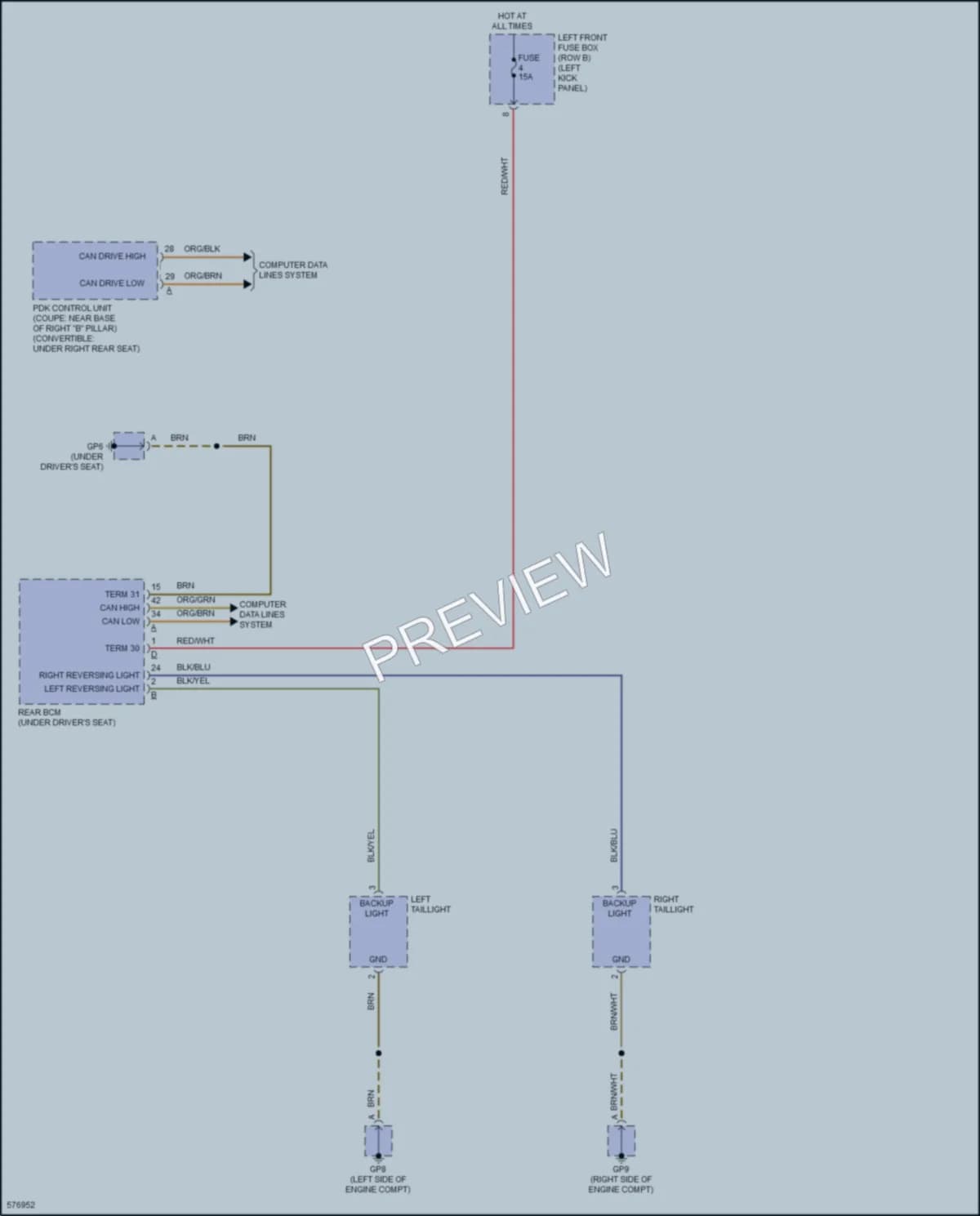 2017 Porsche 911 Exterior Lights wiring diagram preview