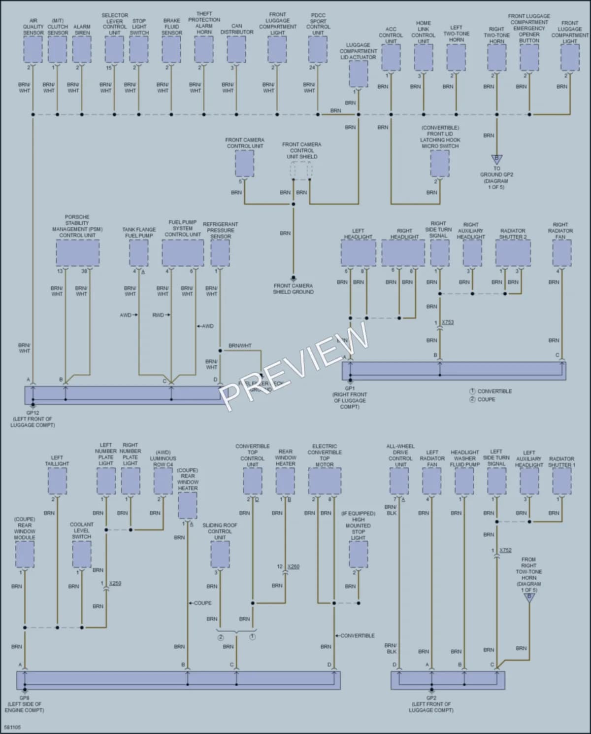 2017 Porsche 911 Ground Distribution wiring diagram preview