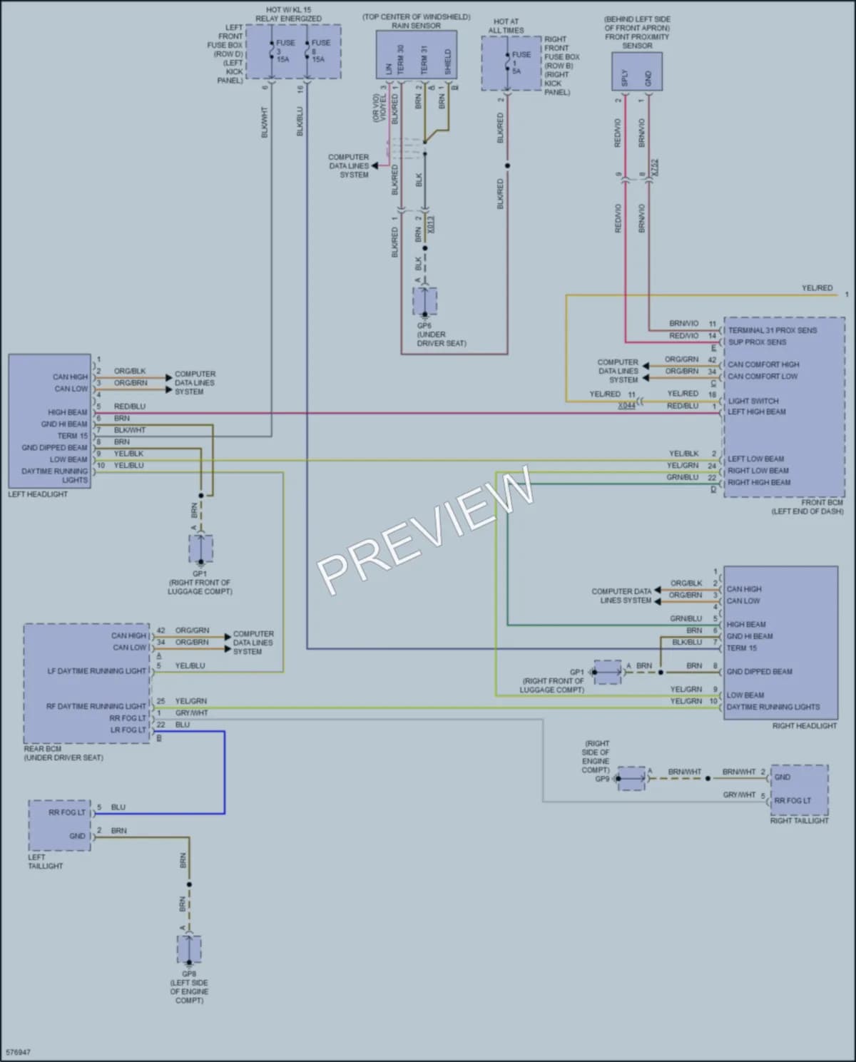 2017 Porsche 911 Headlights wiring diagram preview