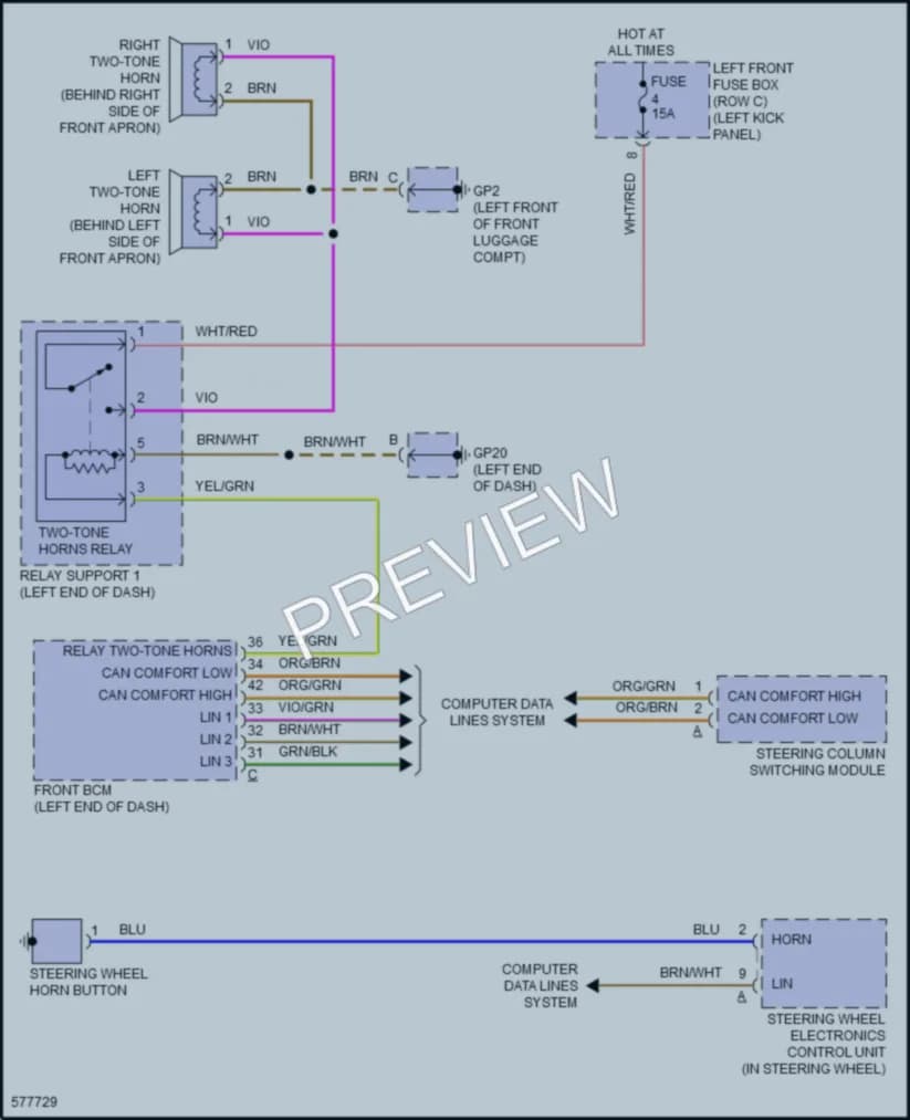 2017 Porsche 911 Horn wiring diagram preview