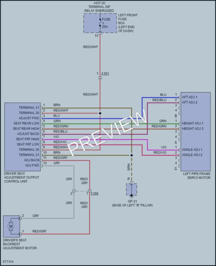 2017 Porsche Cayenne Power Seats wiring diagram preview