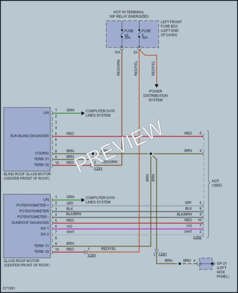 2017 Porsche Cayenne Power Top Sunroof wiring diagram preview
