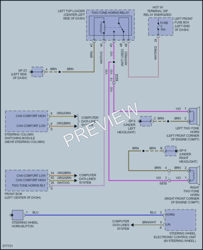 2017 Porsche CayenneHybrid Horn wiring diagram preview