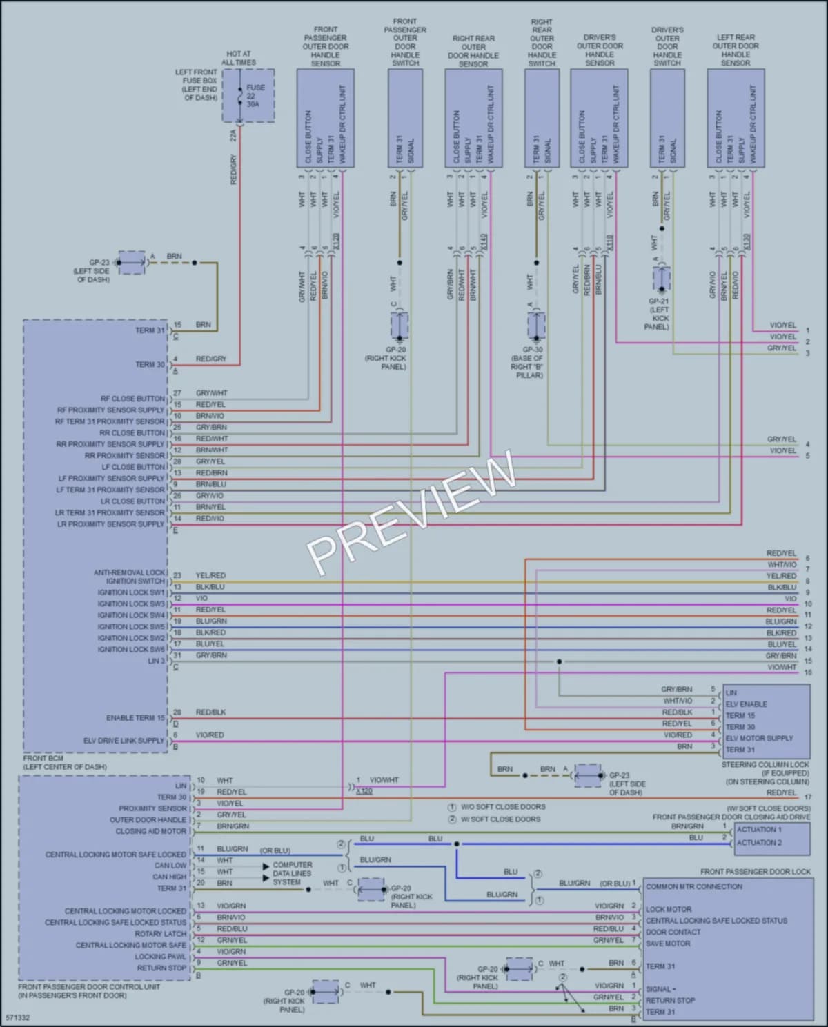 2017 Porsche CayenneHybrid Power Door Locks wiring diagram preview
