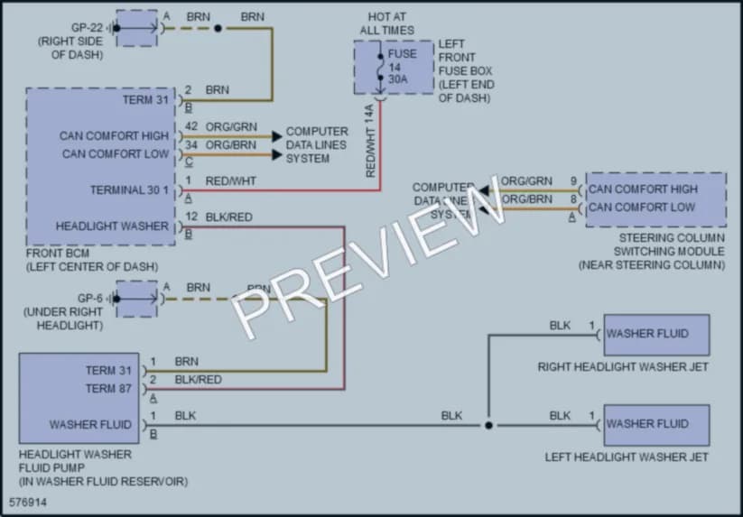 2017 Porsche CayenneHybrid Wiper Washer wiring diagram preview