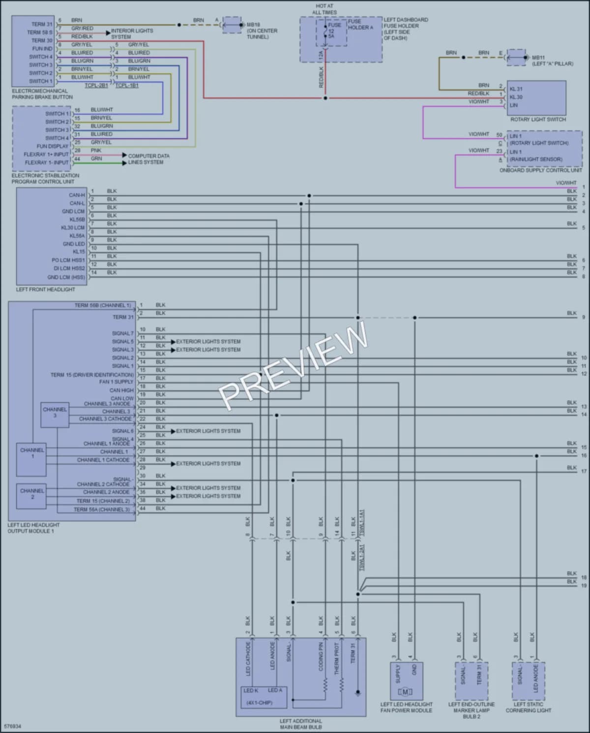 2017 Porsche Panamera Headlights wiring diagram preview