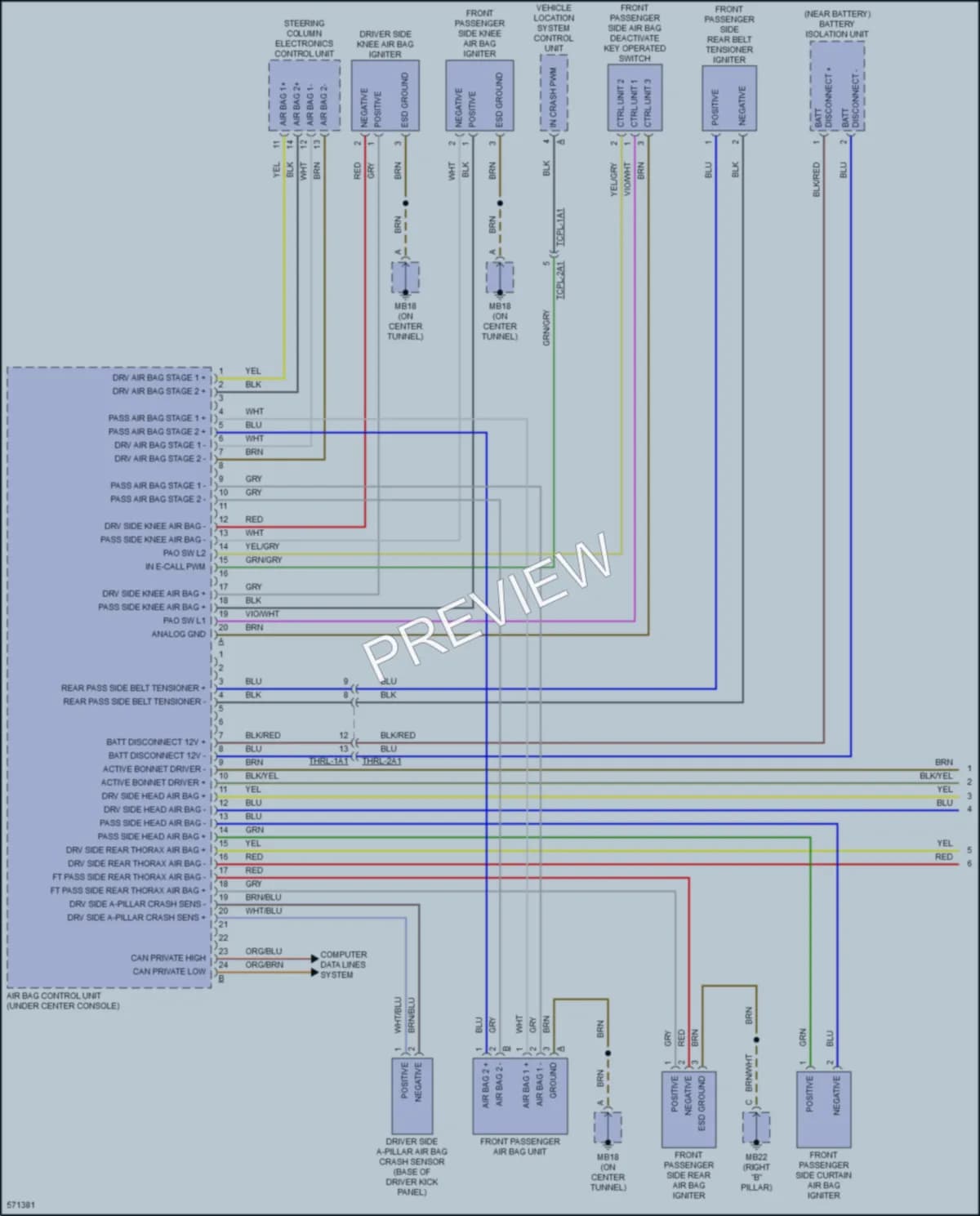 2017 Porsche Panamera Supplemental Restraints wiring diagram preview