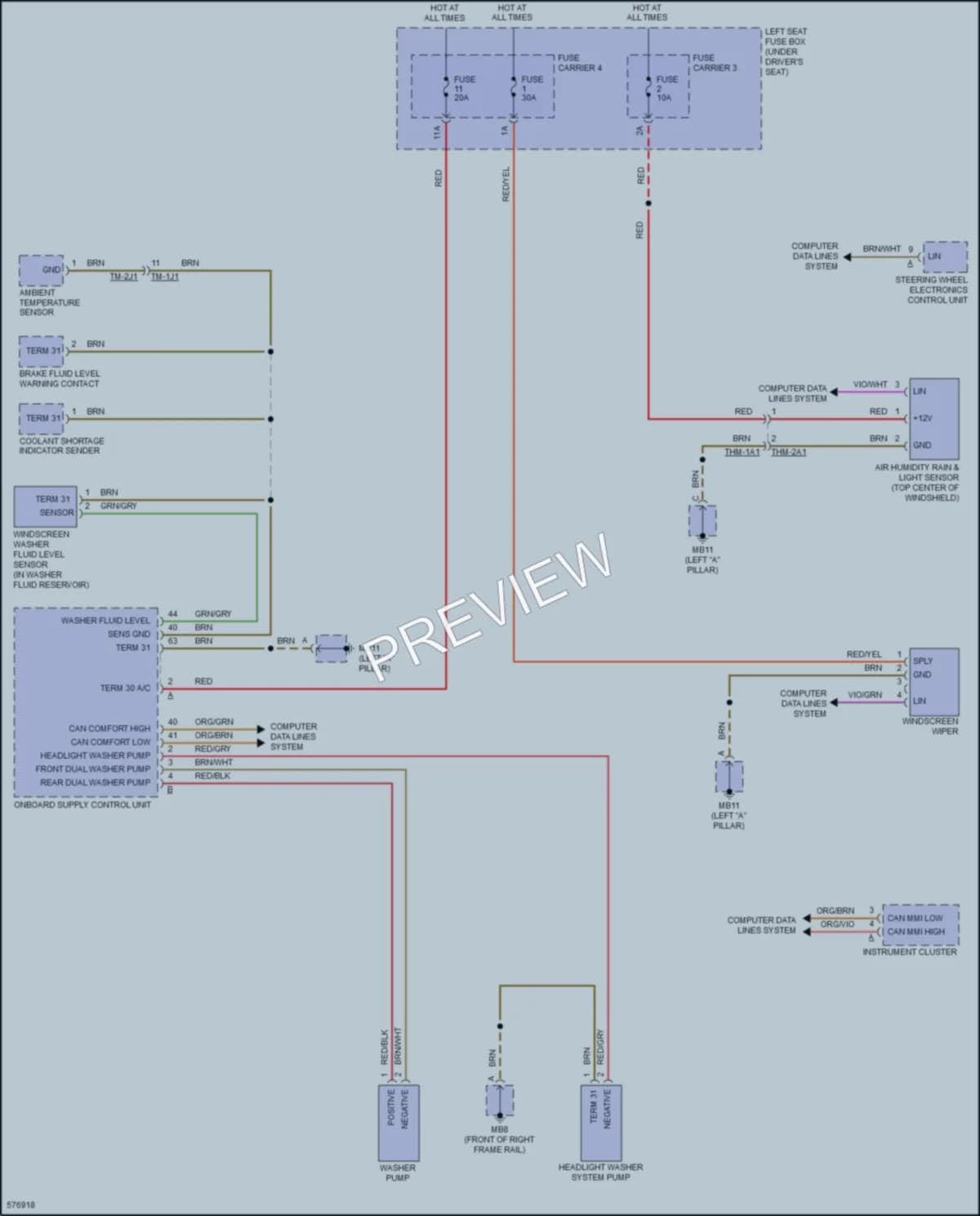 2017 Porsche Panamera Wiper Washer wiring diagram preview