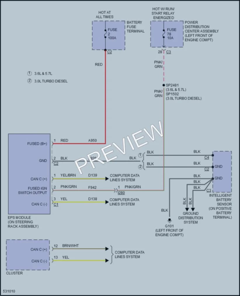 2017 Ram 1500Pickup Electronic Power Steering wiring diagram preview