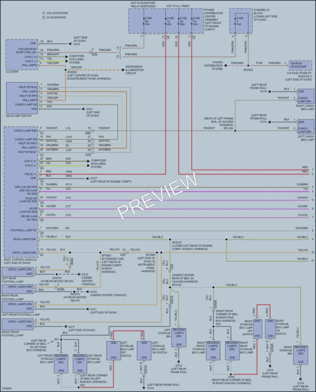 2017 Ram 1500Pickup Interior Lights wiring diagram preview