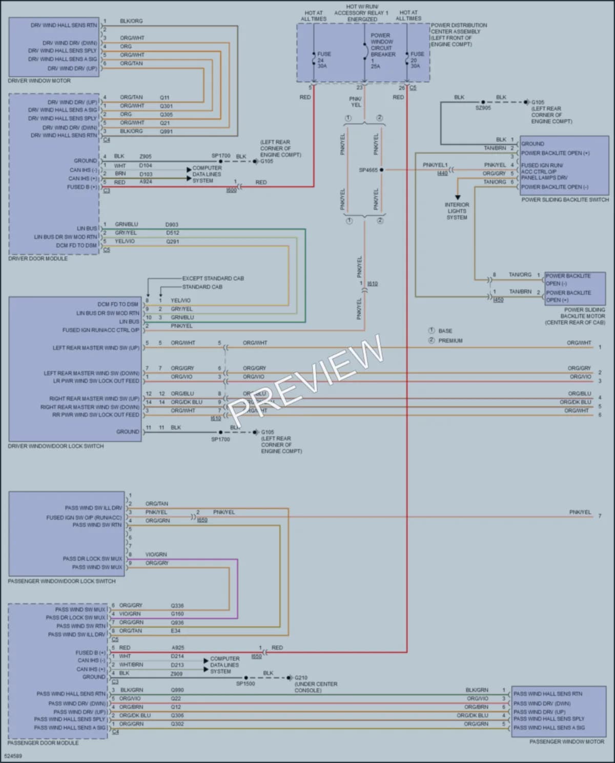 2017 Ram 1500Pickup Power Windows wiring diagram preview