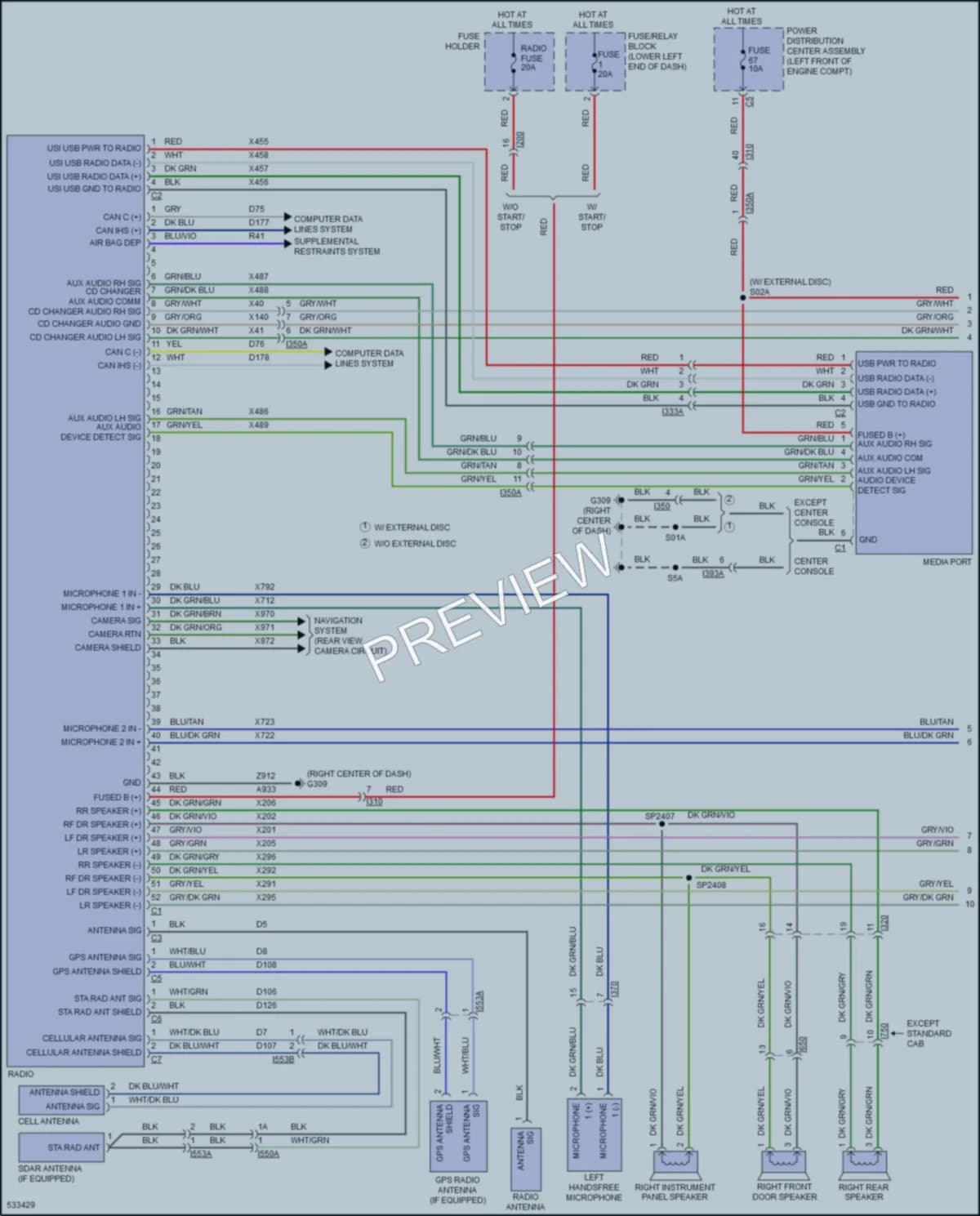 2017 Ram 1500Pickup Radio wiring diagram preview