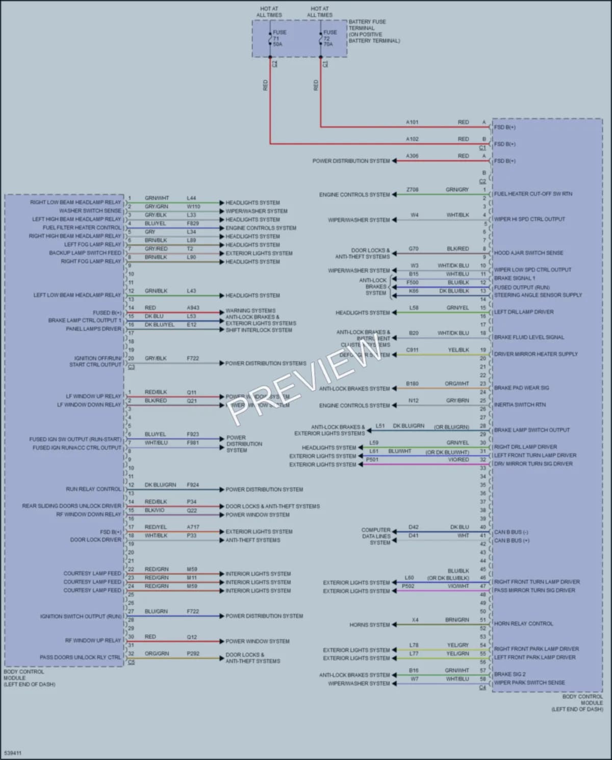 2017 Ram 1500ProMaster Body Control Modules wiring diagram preview