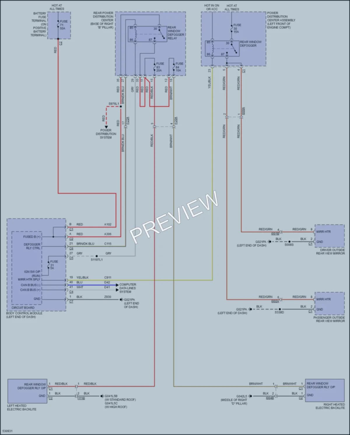 2017 Ram 1500ProMaster Defoggers wiring diagram preview