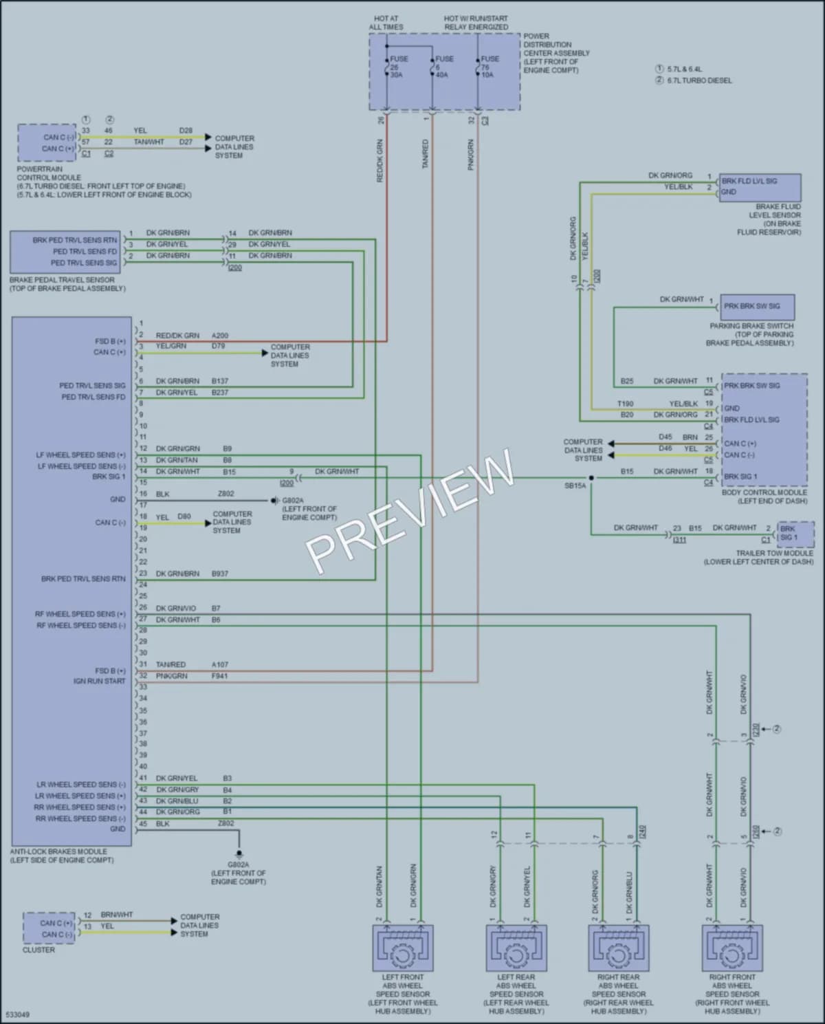2017 Ram 2500Pickup Anti Lock Brakes wiring diagram preview