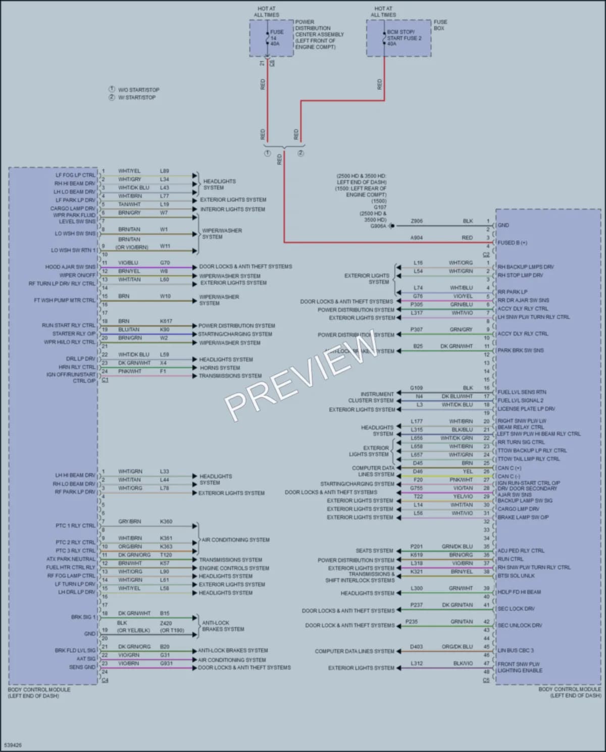 2017 Ram 2500Pickup Body Control Modules wiring diagram preview