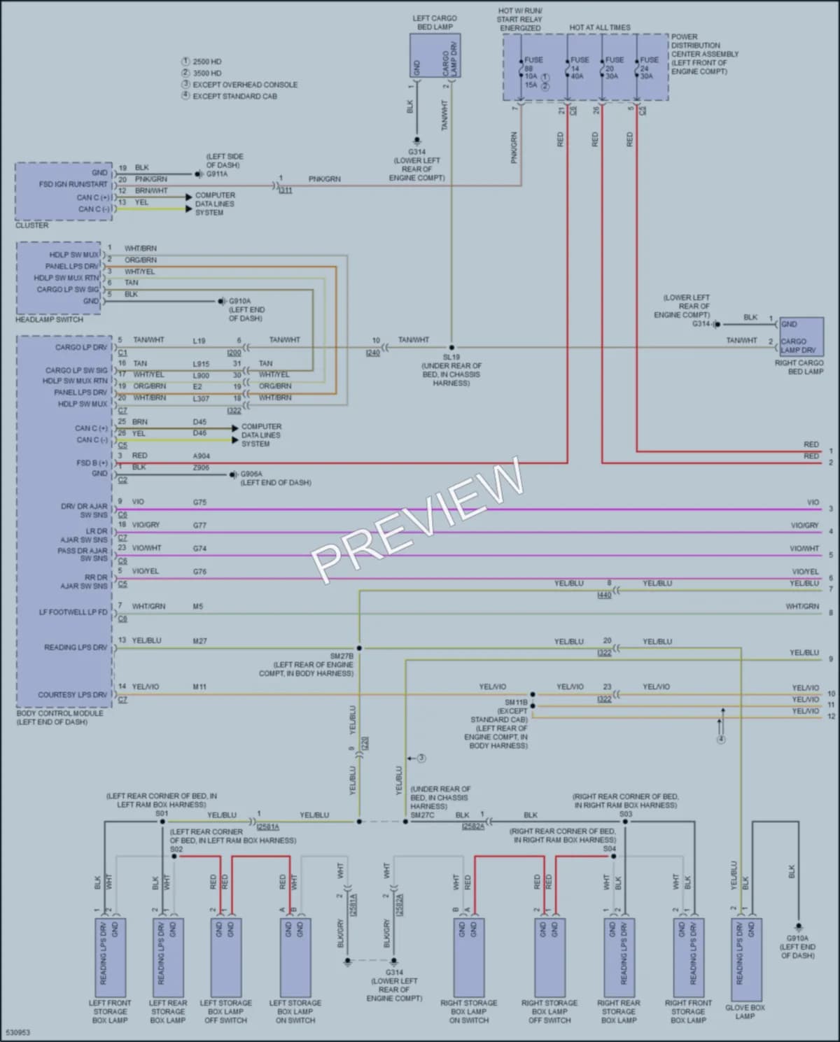 2017 Ram 2500Pickup Interior Lights wiring diagram preview