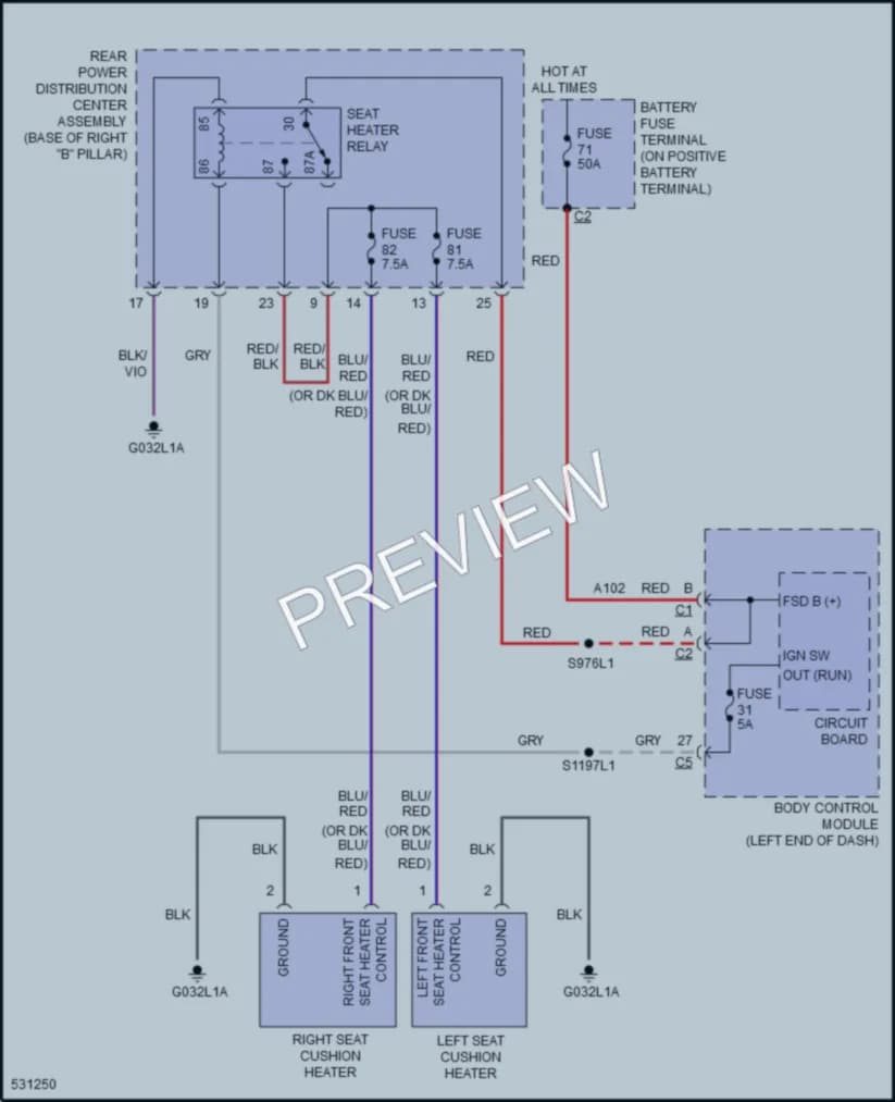 2017 Ram 2500ProMaster Power Seats wiring diagram preview