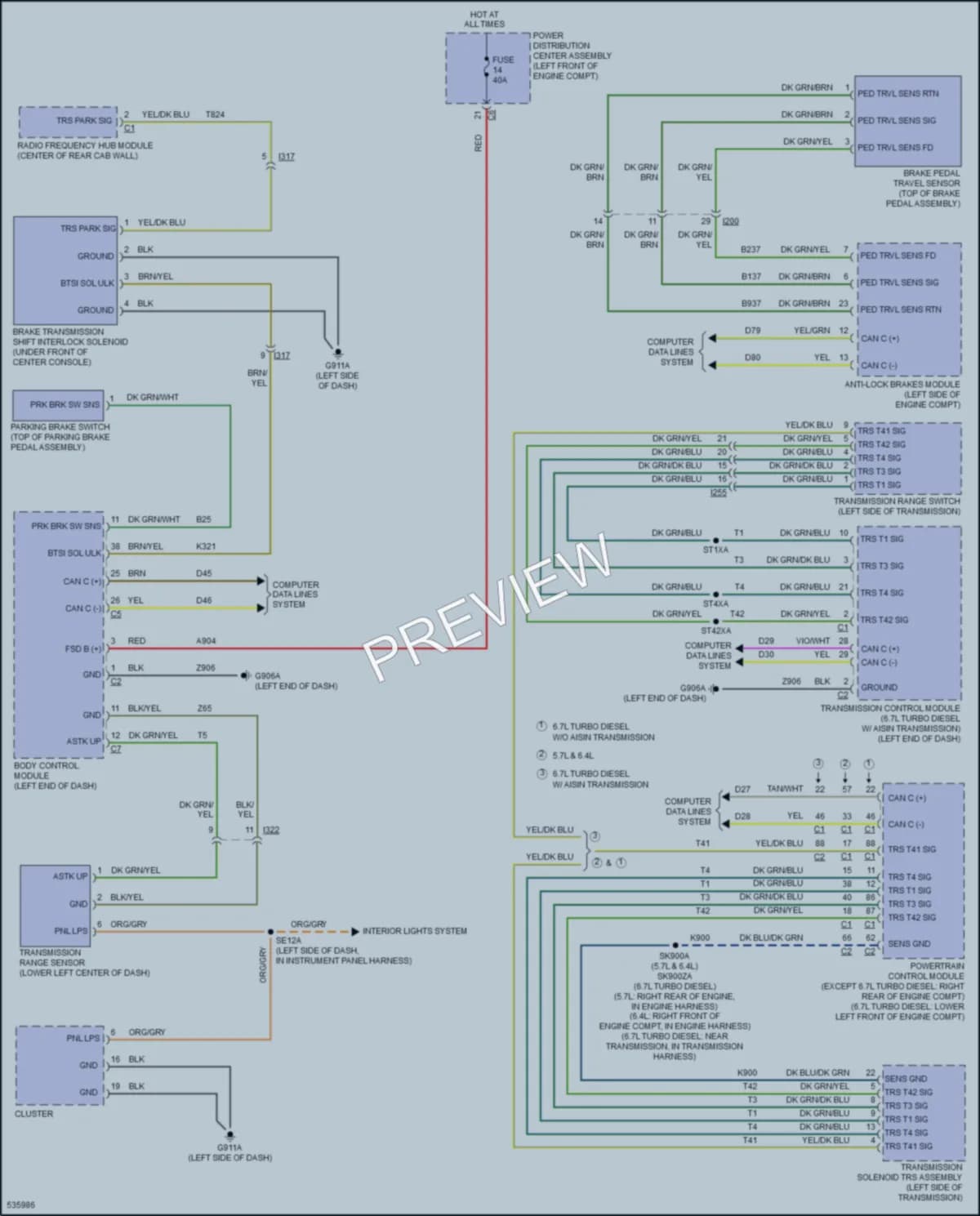 2017 Ram 3500Pickup Shift Interlock wiring diagram preview