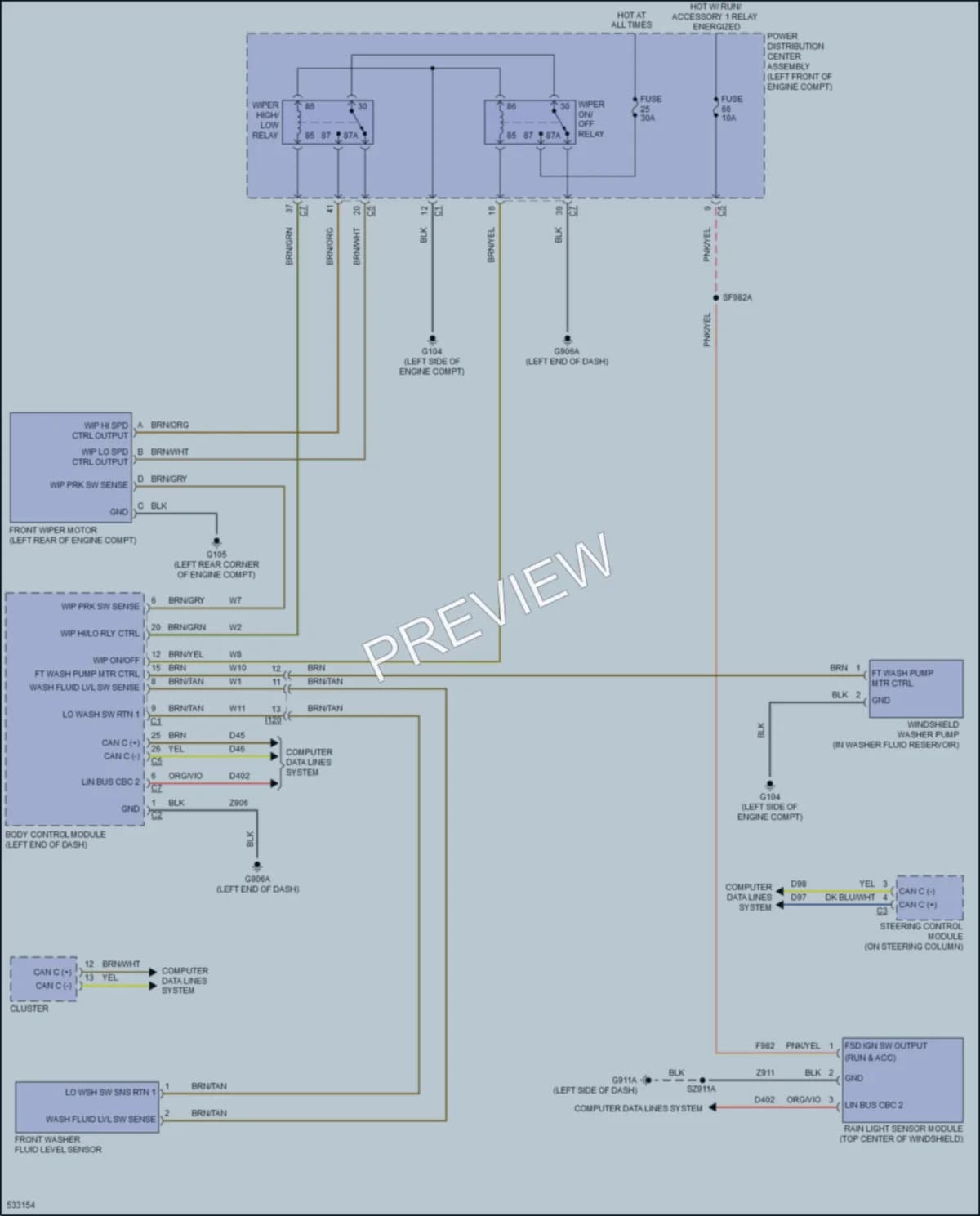 2017 Ram 3500Pickup Wiper Washer wiring diagram preview