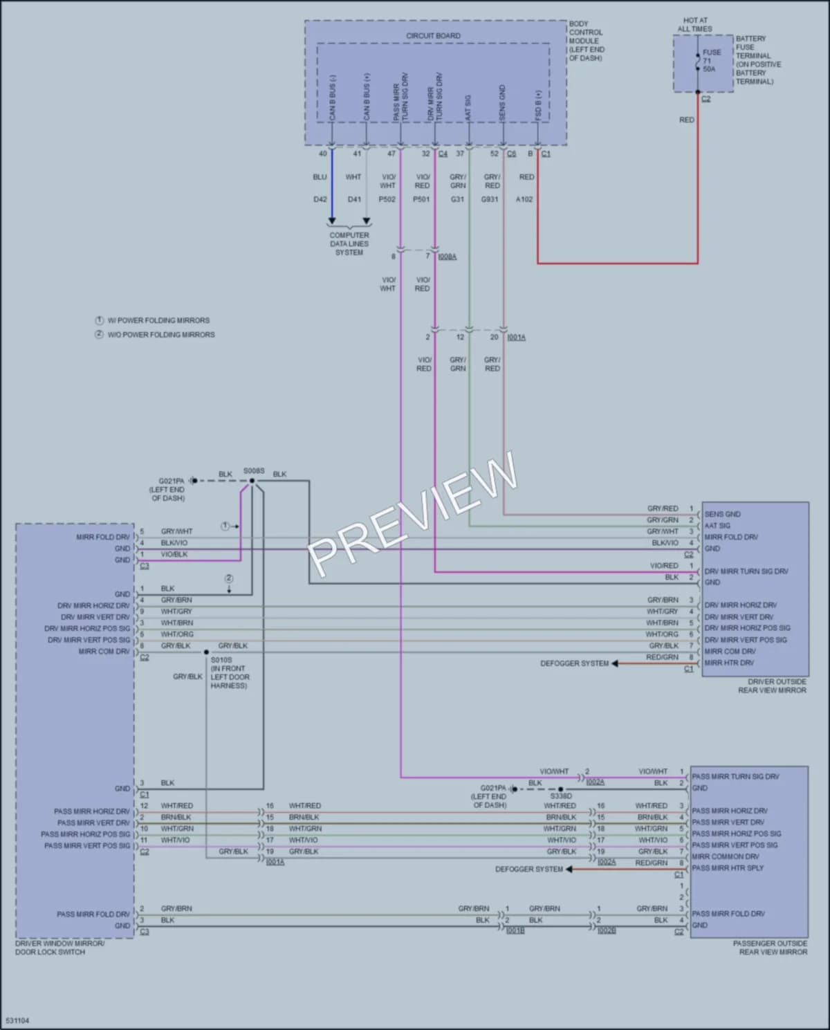 2017 Ram 3500ProMaster Power Mirrors wiring diagram preview