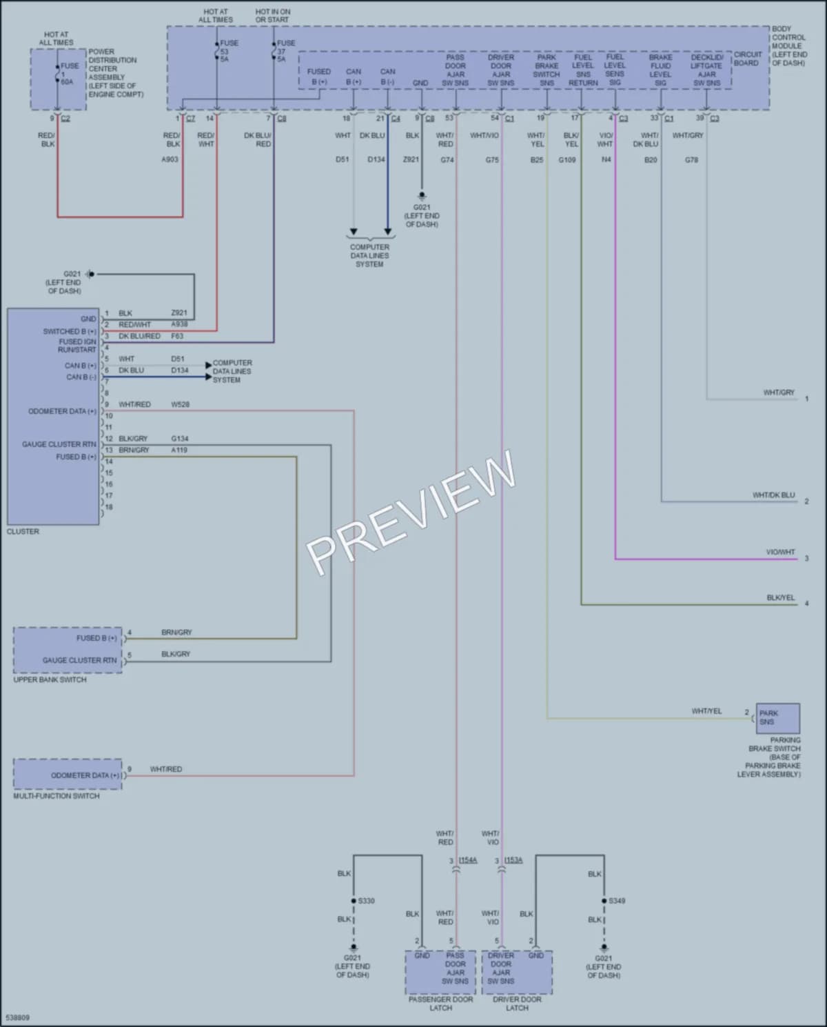 2017 Ram ProMasterCity Instrument Cluster wiring diagram preview