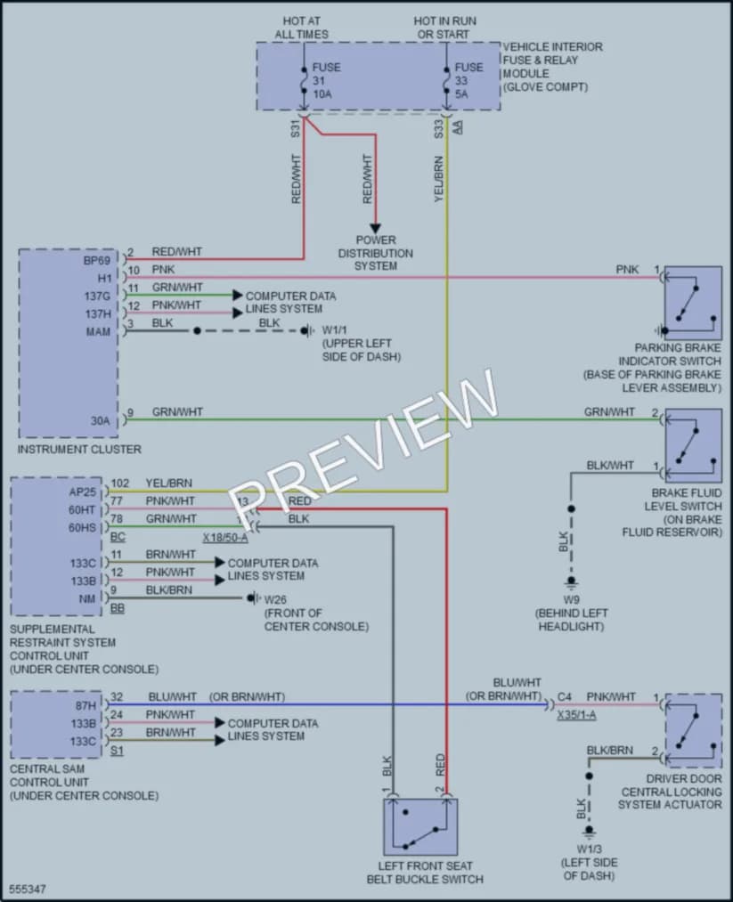 2017 Smart fortwo Warning Systems wiring diagram preview