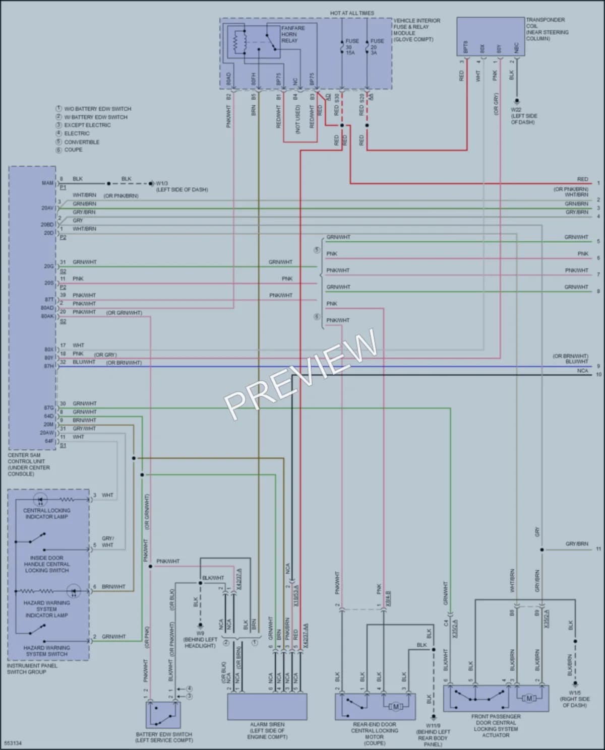 2017 Smart fortwoelectric Power Door Locks wiring diagram preview