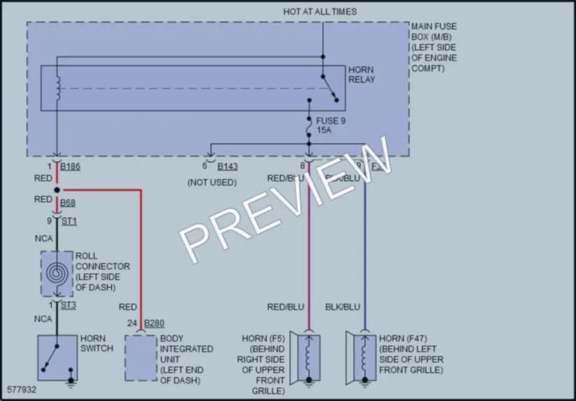 2017 Subaru Crosstrek Horn wiring diagram preview
