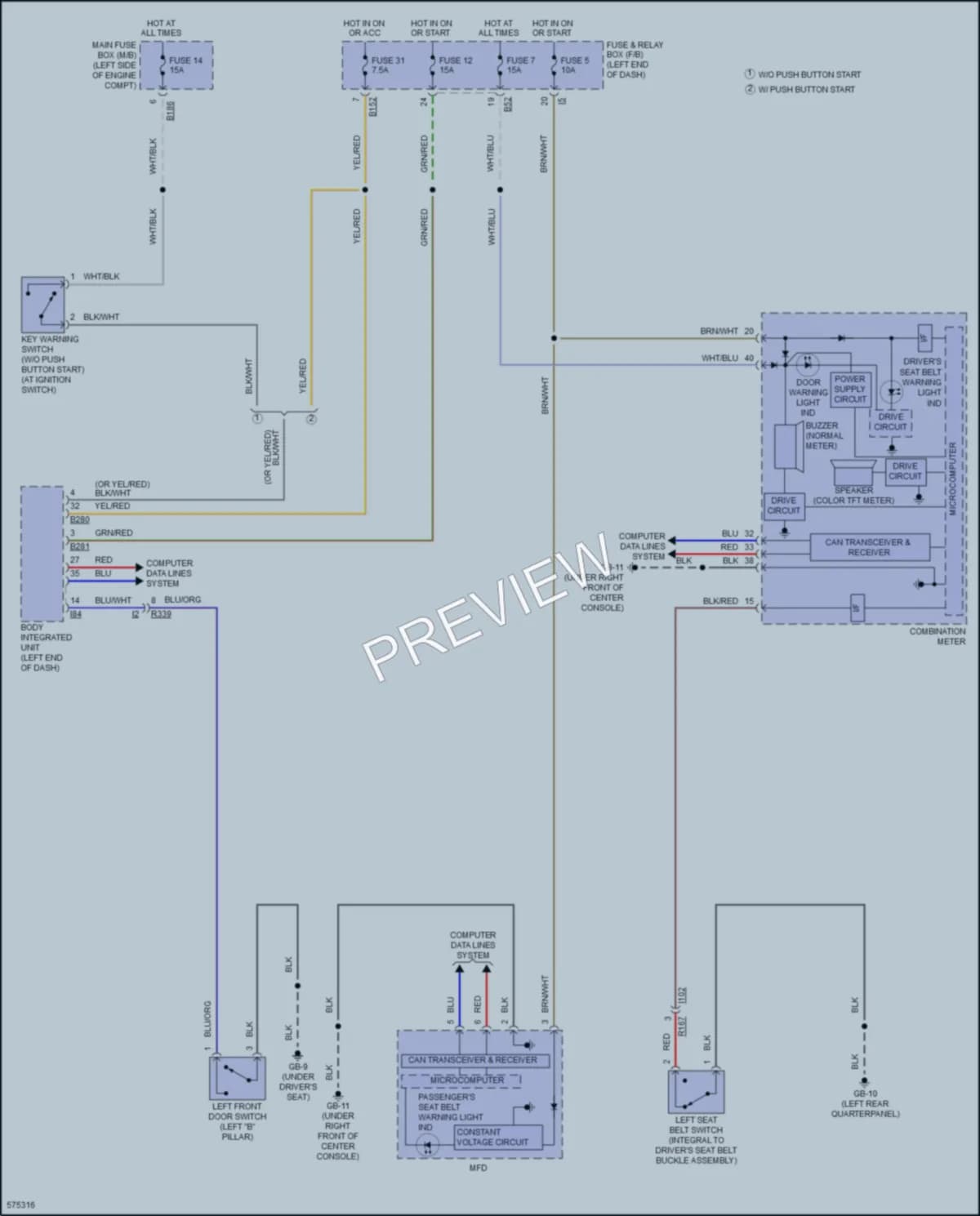 2017 Subaru Crosstrek Warning Systems wiring diagram preview