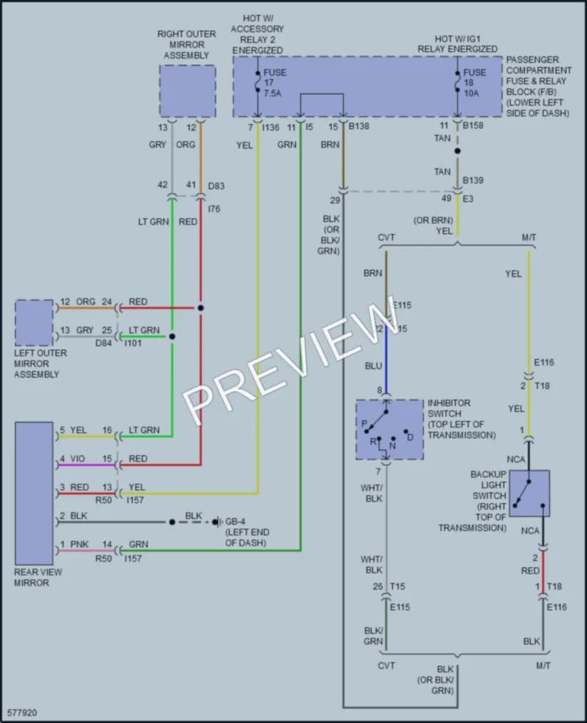 2017 Subaru Impreza Power Mirrors wiring diagram preview