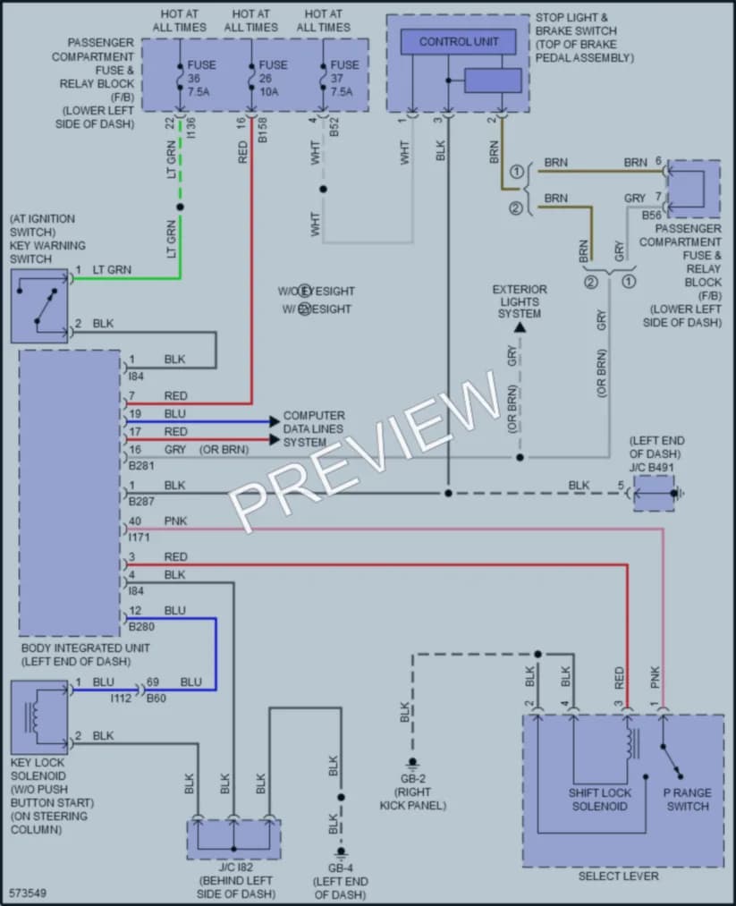 2017 Subaru Impreza Shift Interlock wiring diagram preview