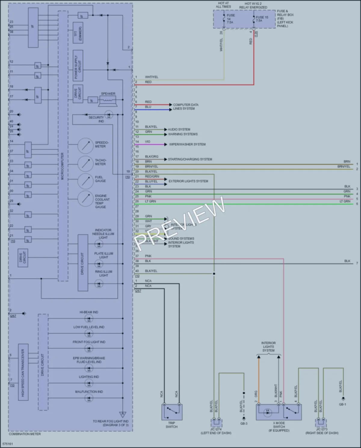 2017 Subaru Legacy Instrument Cluster wiring diagram preview