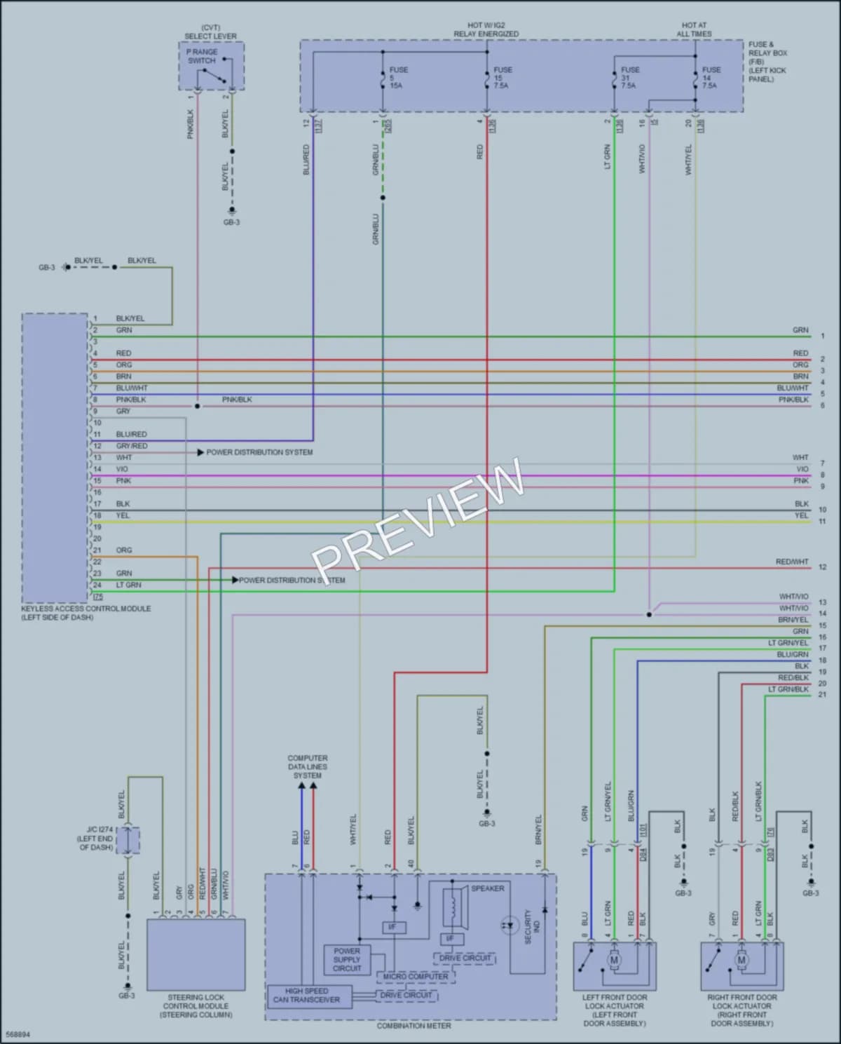 2017 Subaru Legacy Power Door Locks wiring diagram preview
