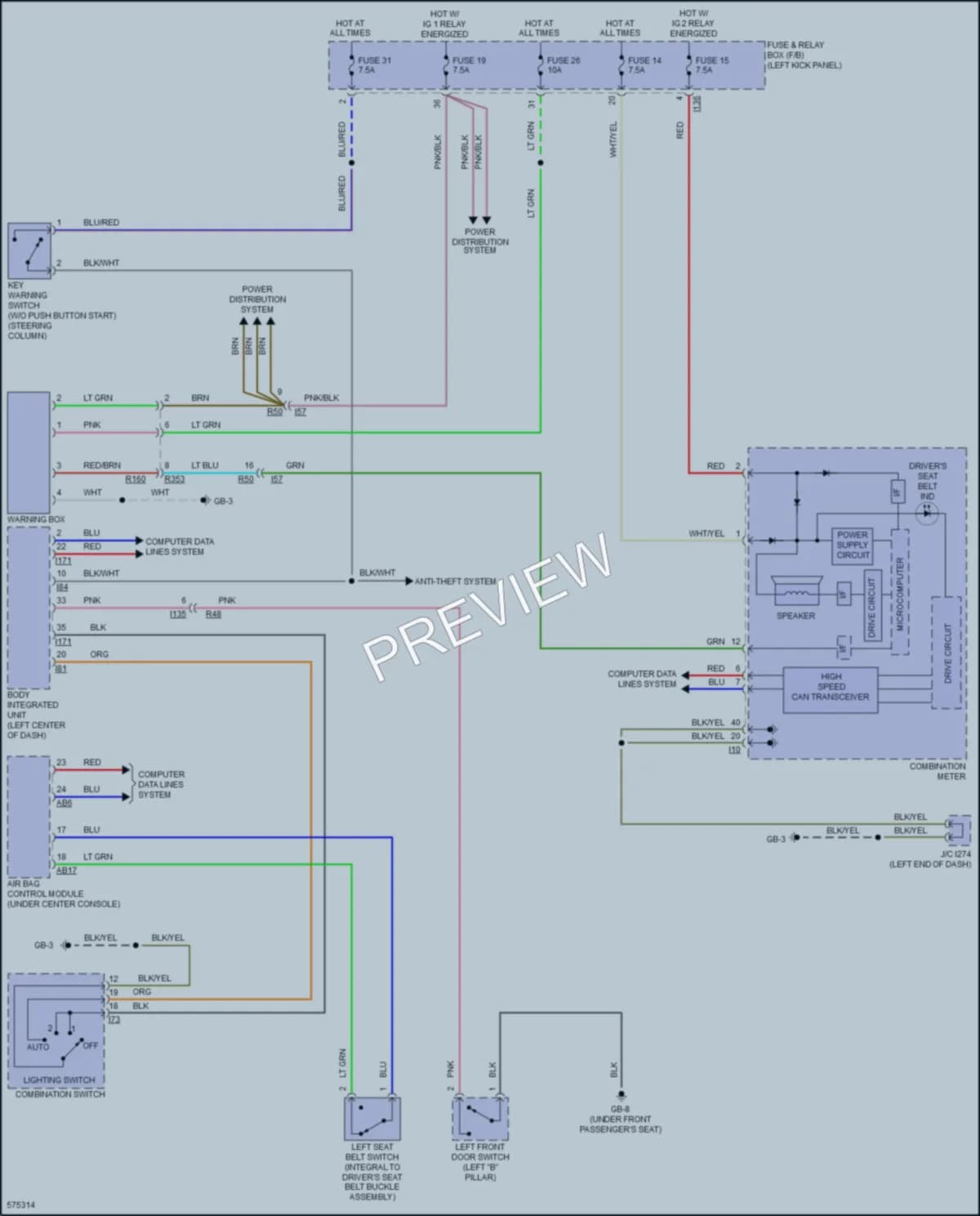 2017 Subaru Legacy Warning Systems wiring diagram preview