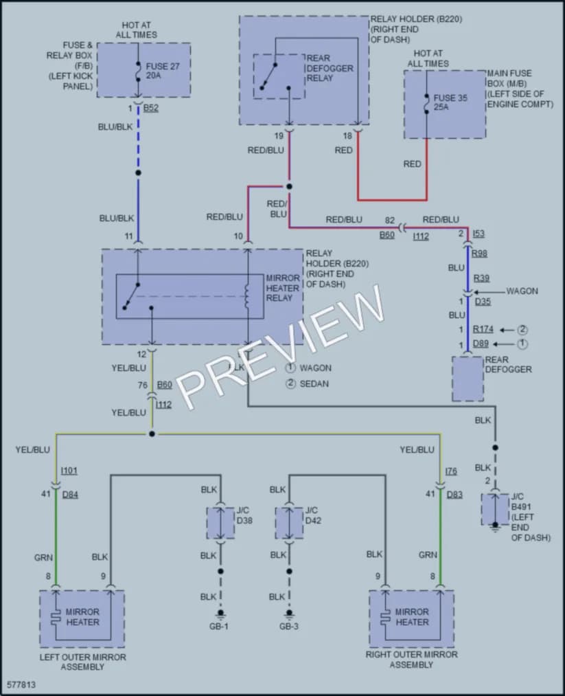 2017 Subaru Outback Defoggers wiring diagram preview