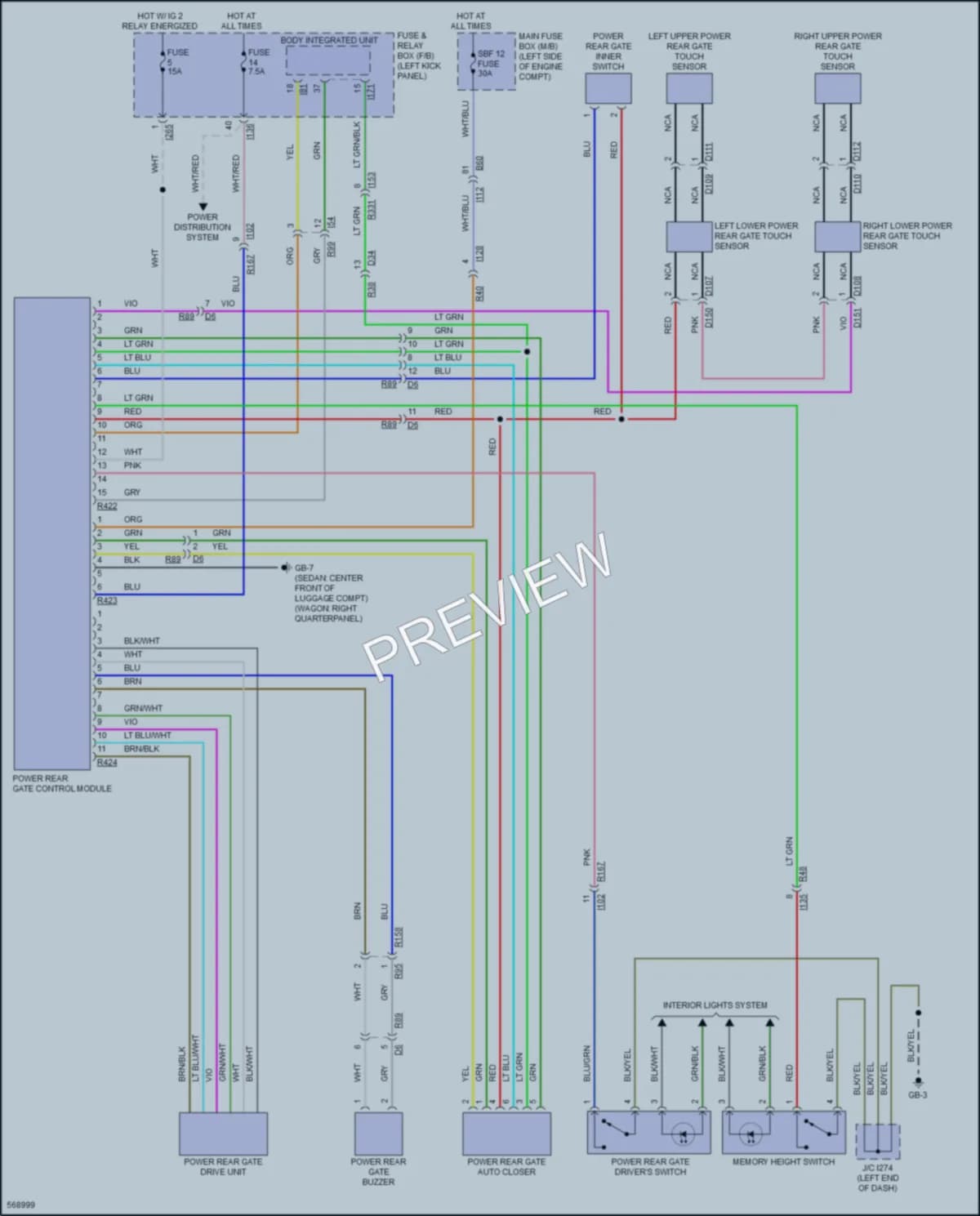 2017 Subaru Outback Trunk Tailgate Fuel Door wiring diagram preview