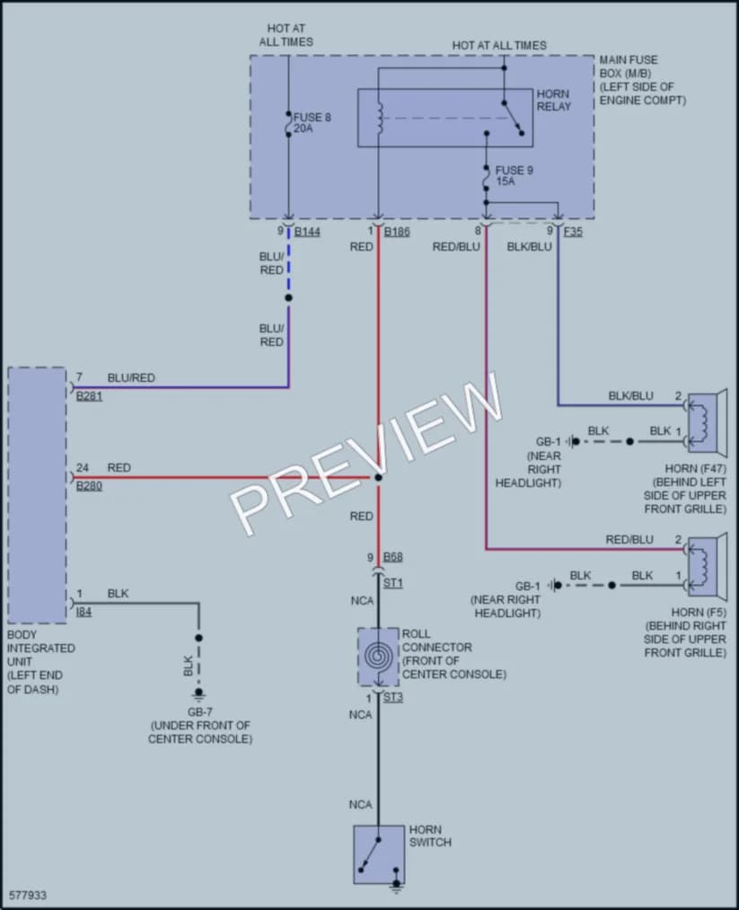 2017 Subaru WRX Horn wiring diagram preview