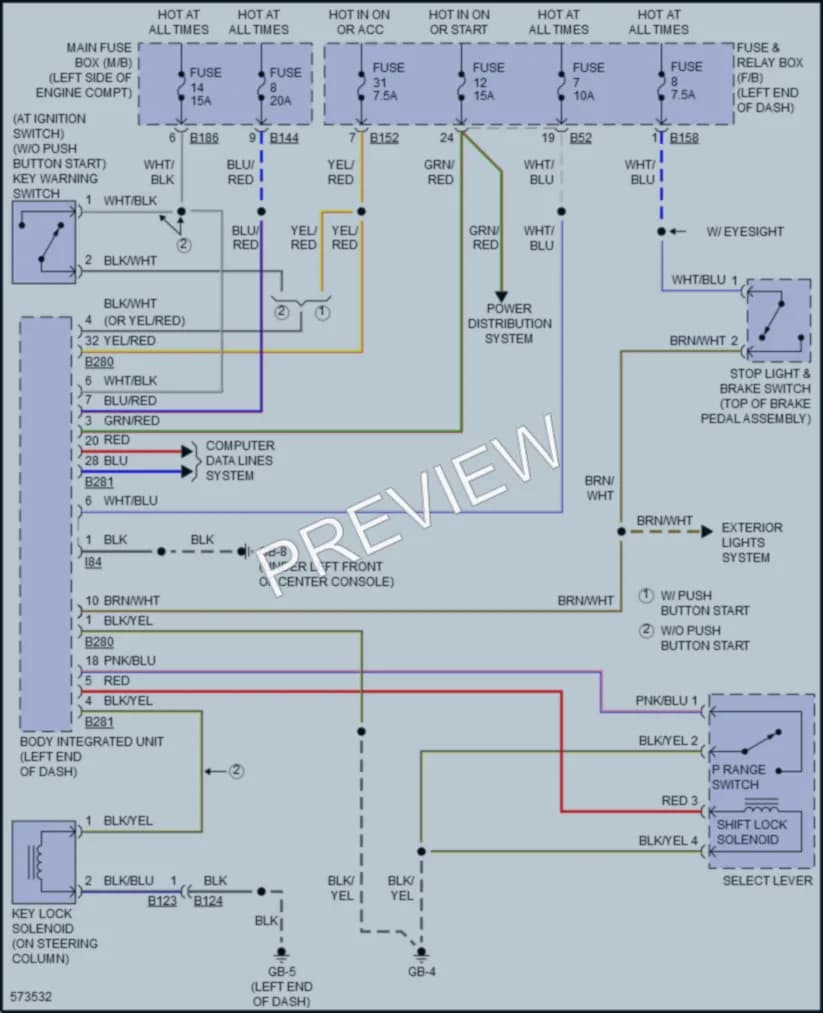 2017 Subaru WRX Shift Interlock wiring diagram preview