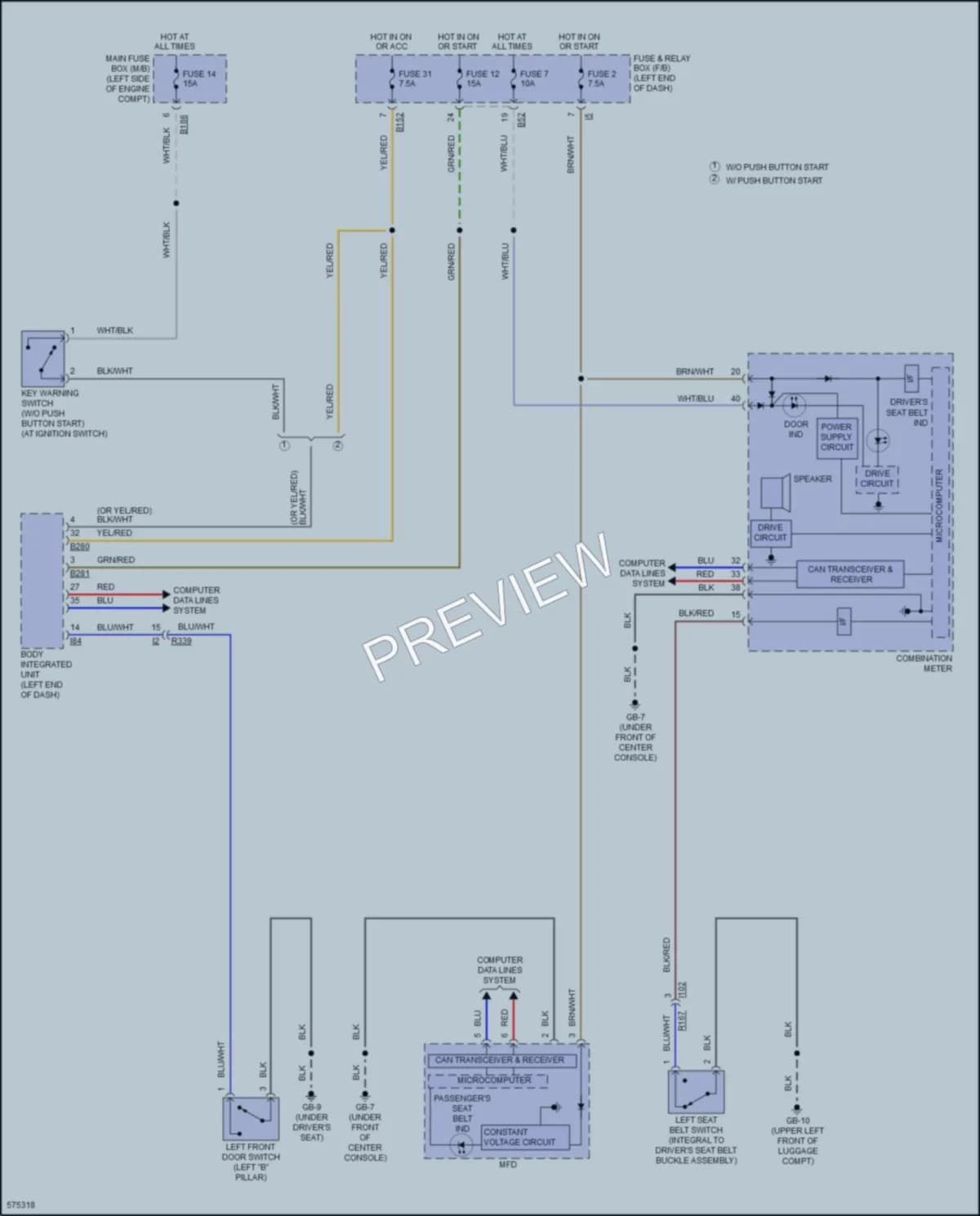 2017 Subaru WRX Warning Systems wiring diagram preview