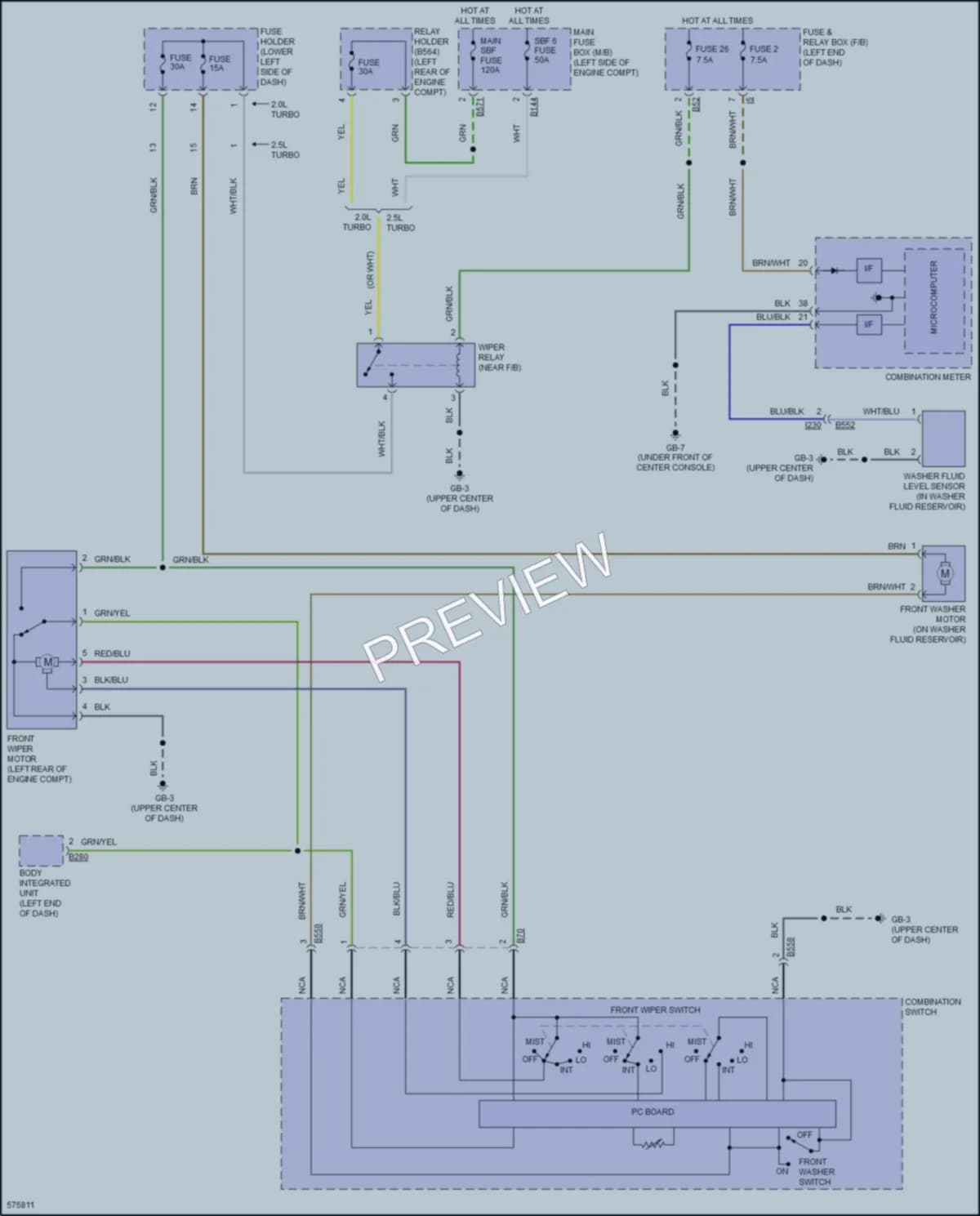 2017 Subaru WRX Wiper Washer wiring diagram preview
