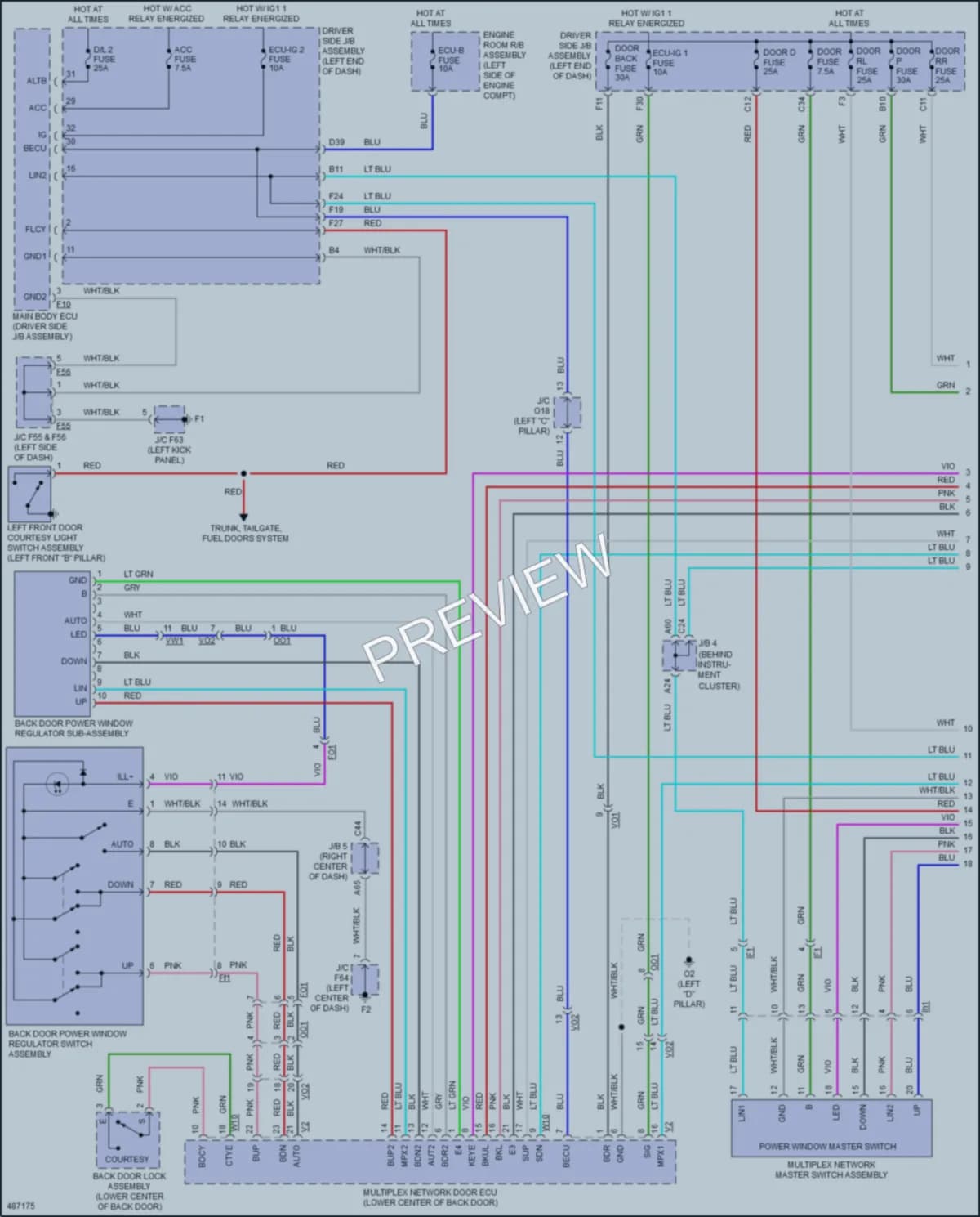 2017 Toyota 4Runner Power Windows wiring diagram preview
