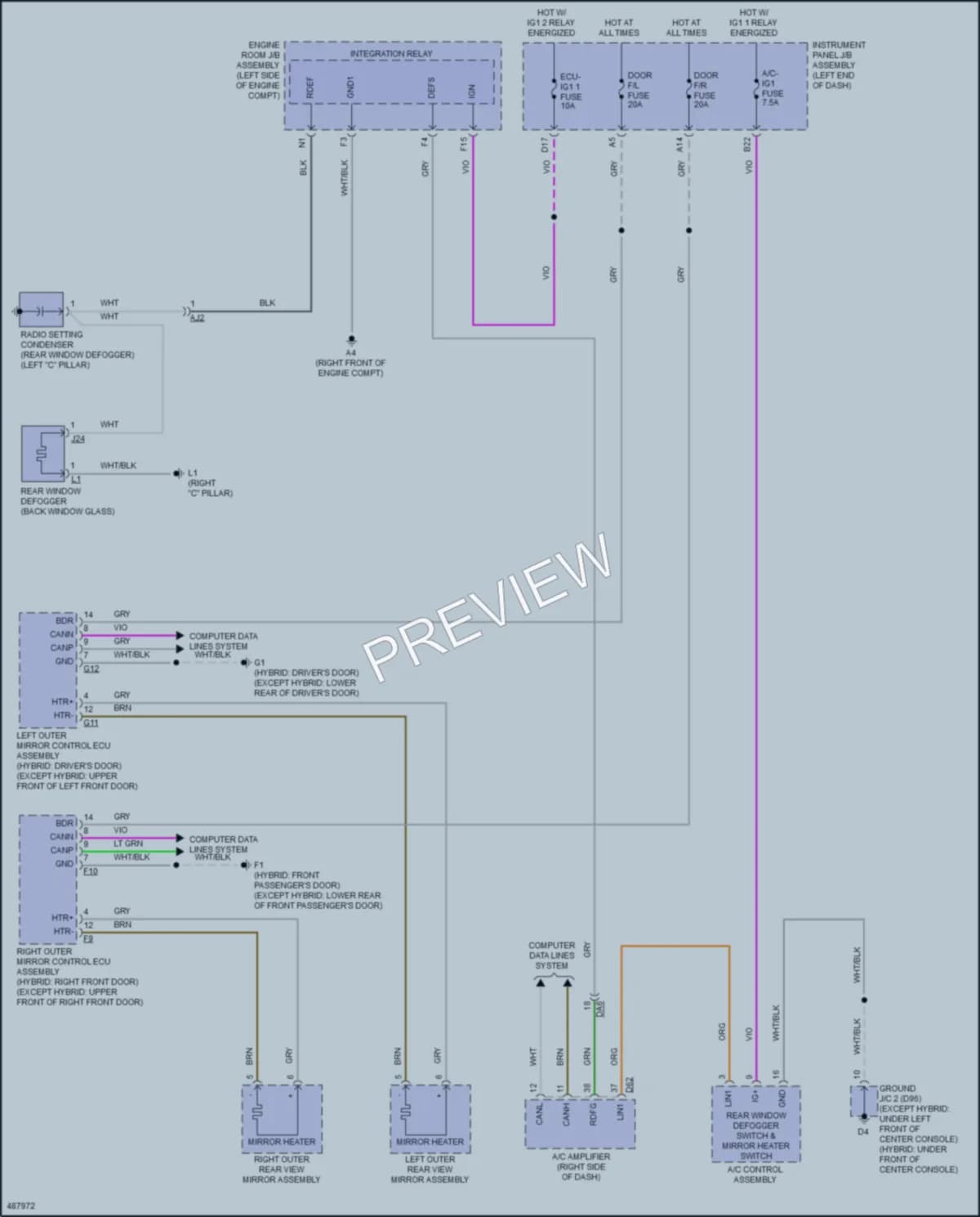 2017 Toyota Avalon Defoggers wiring diagram preview
